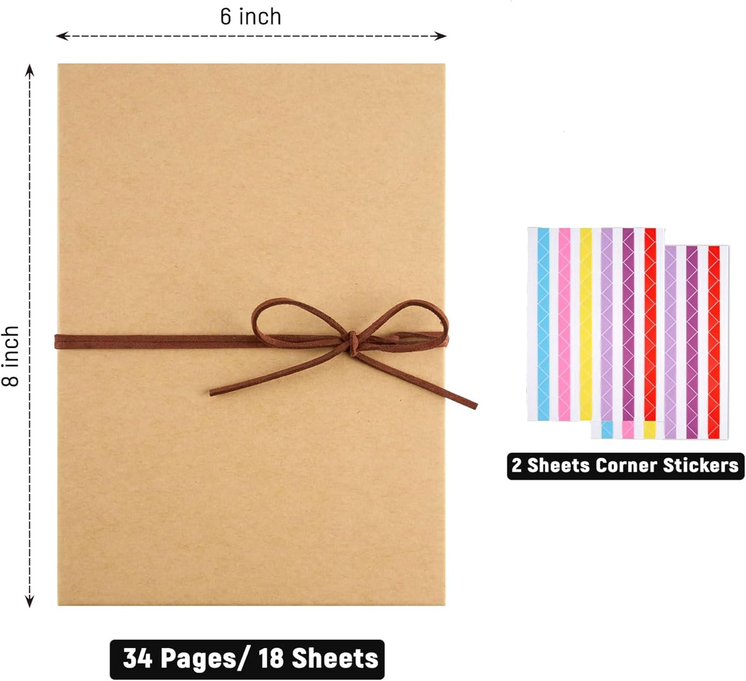 6 X 8 Inch Small Scrapbook Album with Brown Pages, Stretchable Folding Photo Album, Hardcover Memory Book Accordion Adventure Scrapbook - Inner Brown image number 4