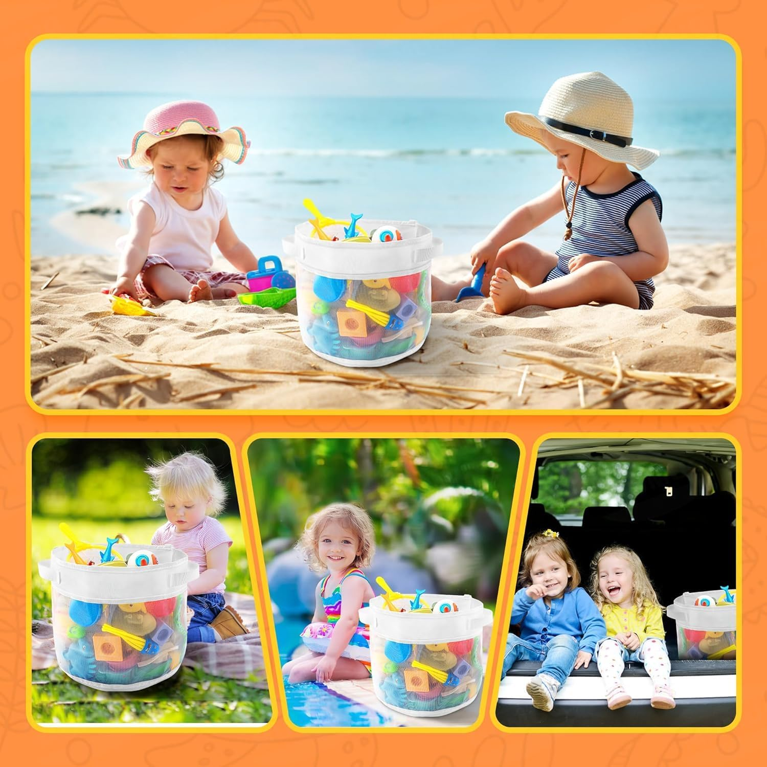 4 Gallons Bath Toy Organizer, Bottom Zipper Bathtub Toy Storage Bag, Quick Access Bath Toy Holder Baby Shower Games Bath Tub Quick Dry Baby Bath Toy Storage Accessory White image number 2