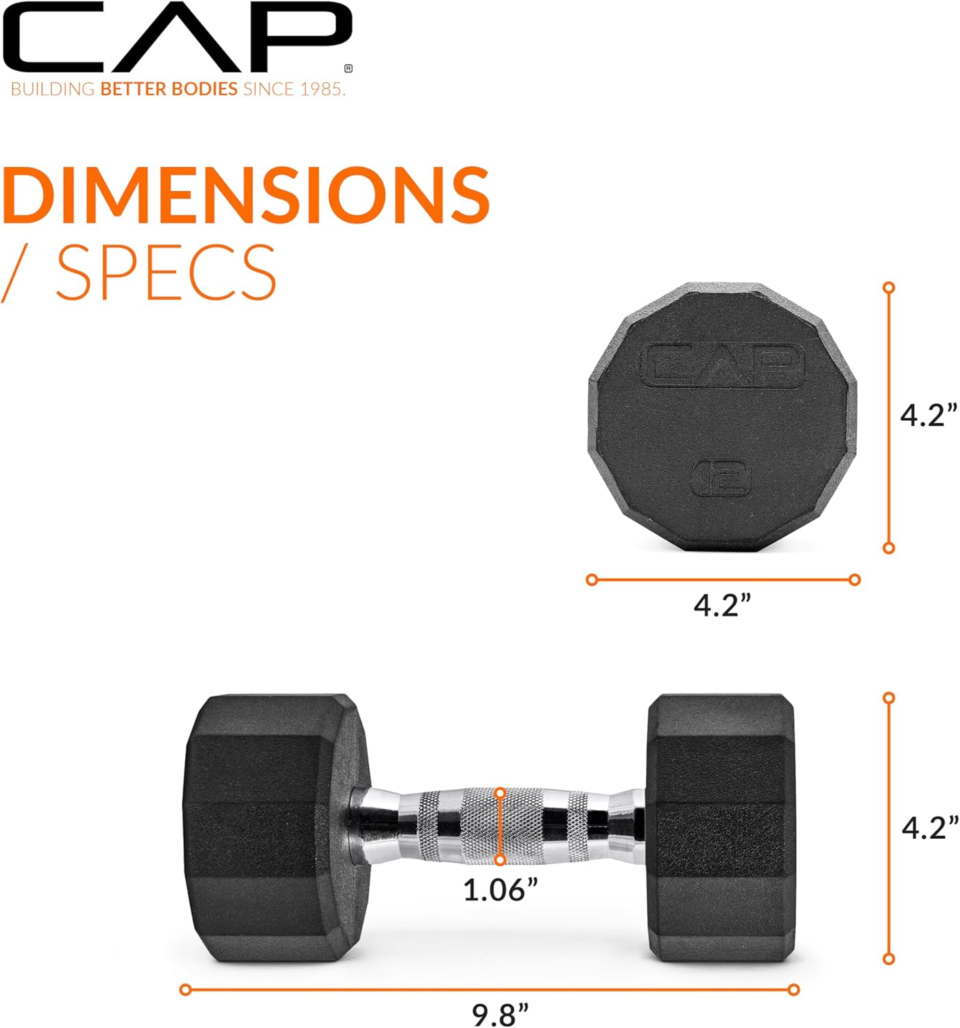 Cap 12-Sided Coated Dumbbell, Single, 3-50 Lb Sizes image number 5