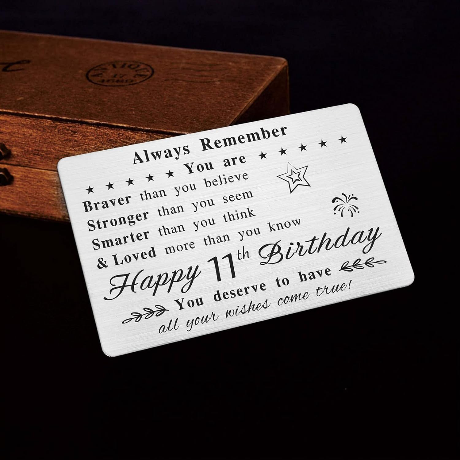 Happy 11Th Birthday Card - You Are Loved More than You Know - 11 Year Old Birthday Gifts for Boy Girl, Personalised Engraved Wallet Card image number 1