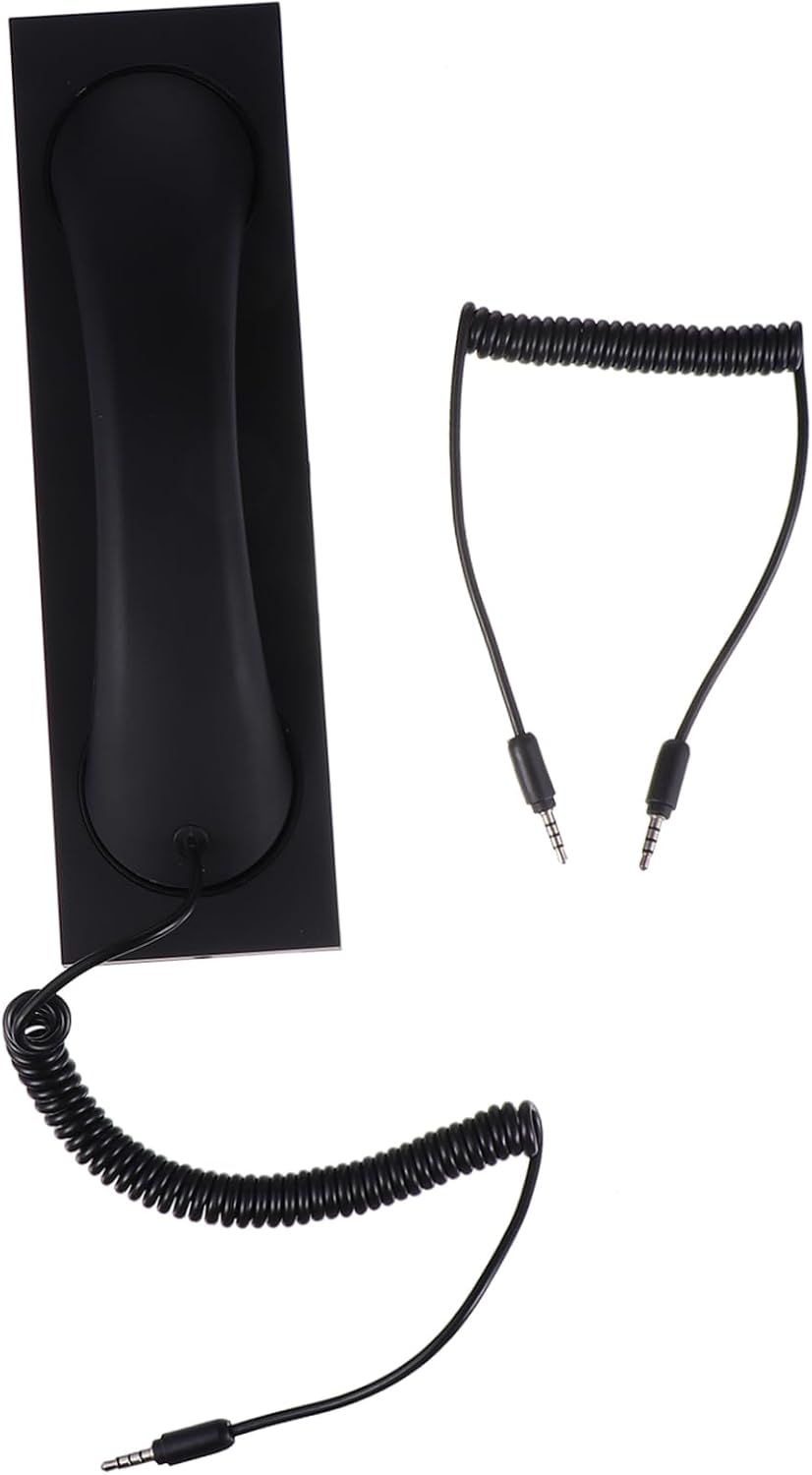 Jojofuny Vintage Telephone Handset Mobile Phone Handset Retro Style Matte Black Corded Receiver with Noise Reduction for Home Office Use Compatible with Smartphones and Tablets image number 4
