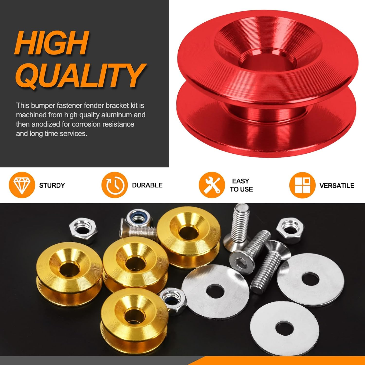 90Pcs 5 Colors Quick Release Fastener Kit Aluminum Bumper Clips Front Rear Bumper Fasteners Bumper Holder Clips Kit Vehicle Bumper Fender Fasteners Repair Kit for Car