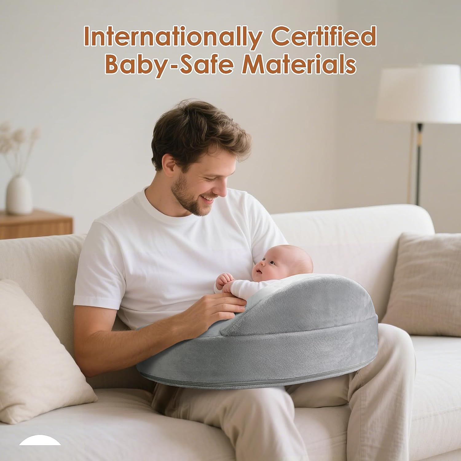 Memory Foam Nursing Pillow - Pioneering Safety Fence-Plus Size Breastfeeding Pillow for Ergonomic Comfort & Support-Easier and Healthier Nursing - Fit for All, Removable Cover