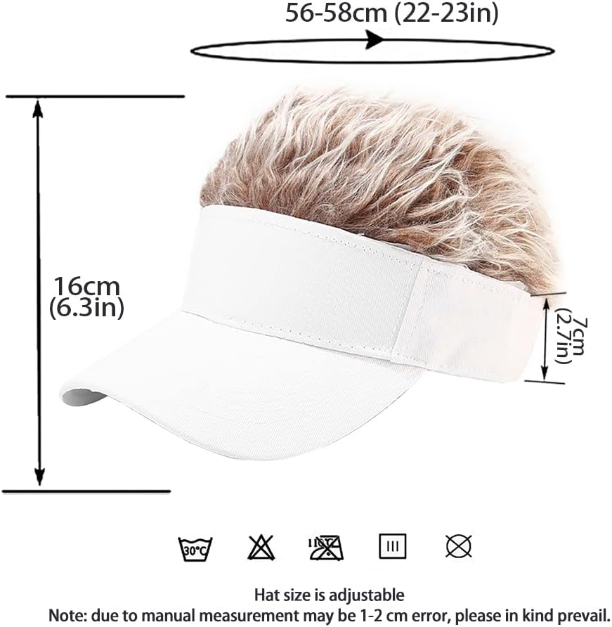 Malaxlx Mens Sun Visors Hat with Fake Spiked Hair Novelty Wig Adjustable Baseball Cap Golf Hat