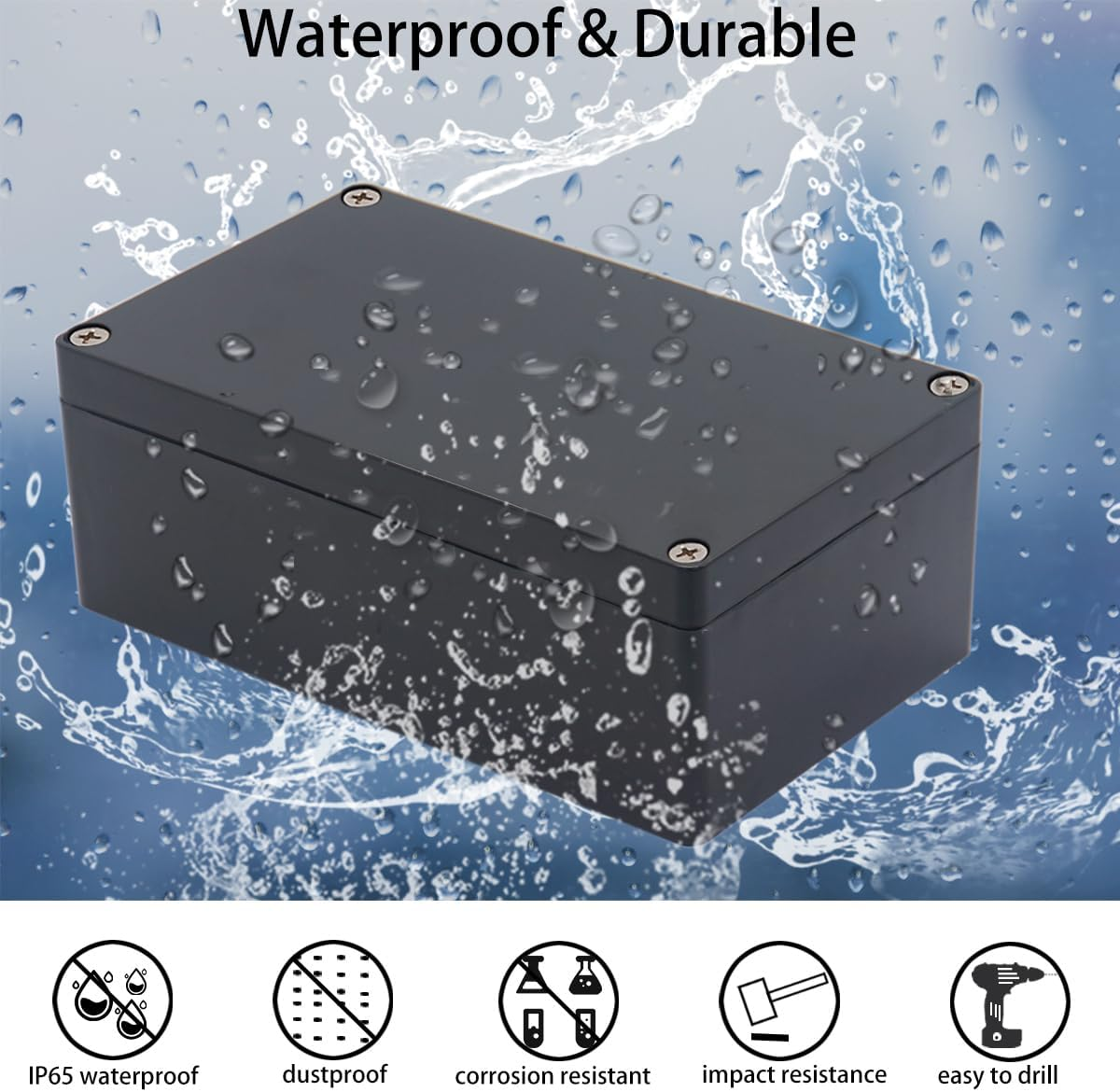 Otdorpatio Project Box IP65 Waterproof Junction Box ABS Plastic Black Electrical Boxes DIY Electronic Project Case Power Enclosure 11.42X8.27X3.94 Inch (290X210X100 Mm) image number 5