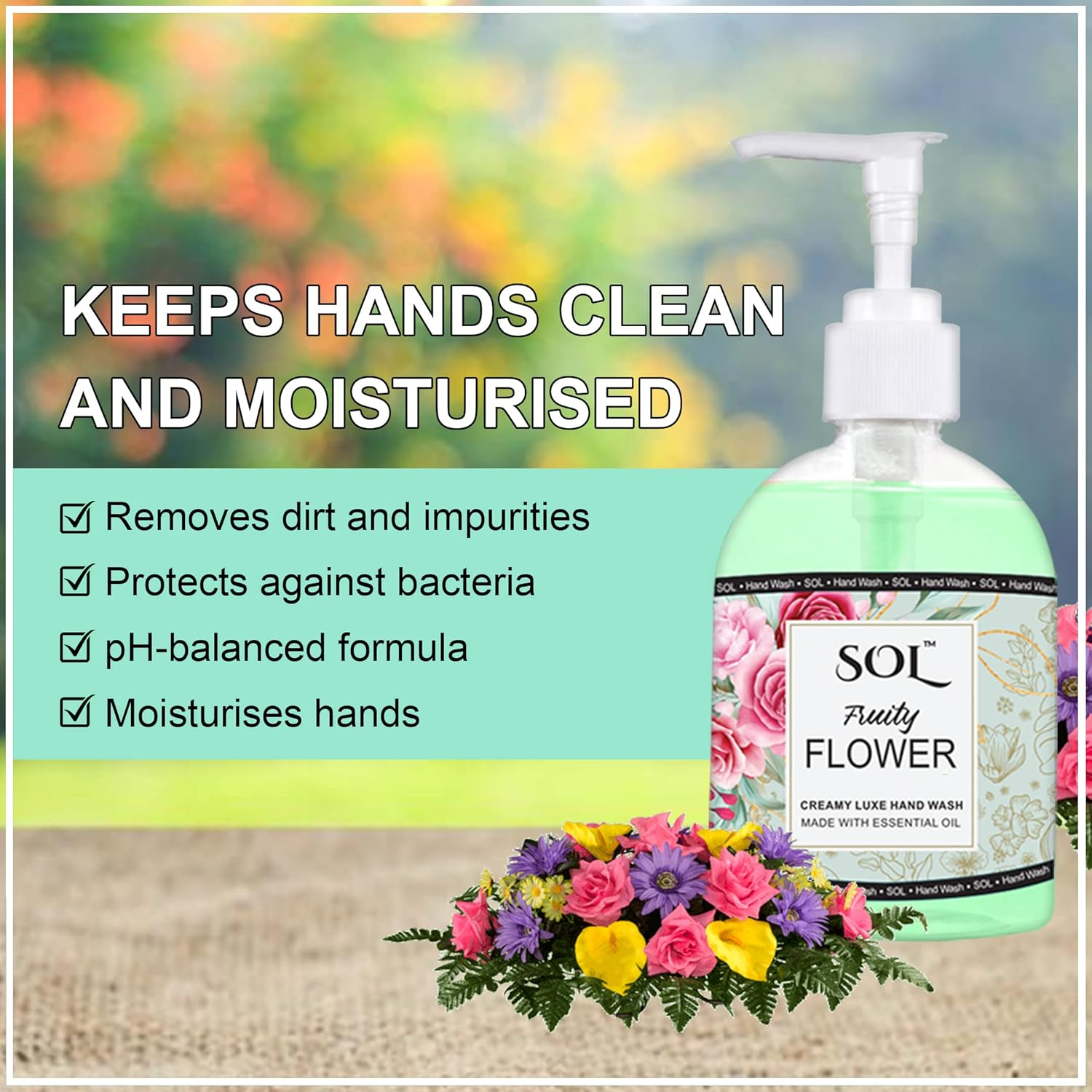Sol Fruity Flower Anti-Bacterial Hand Wash - 500Ml image number 3
