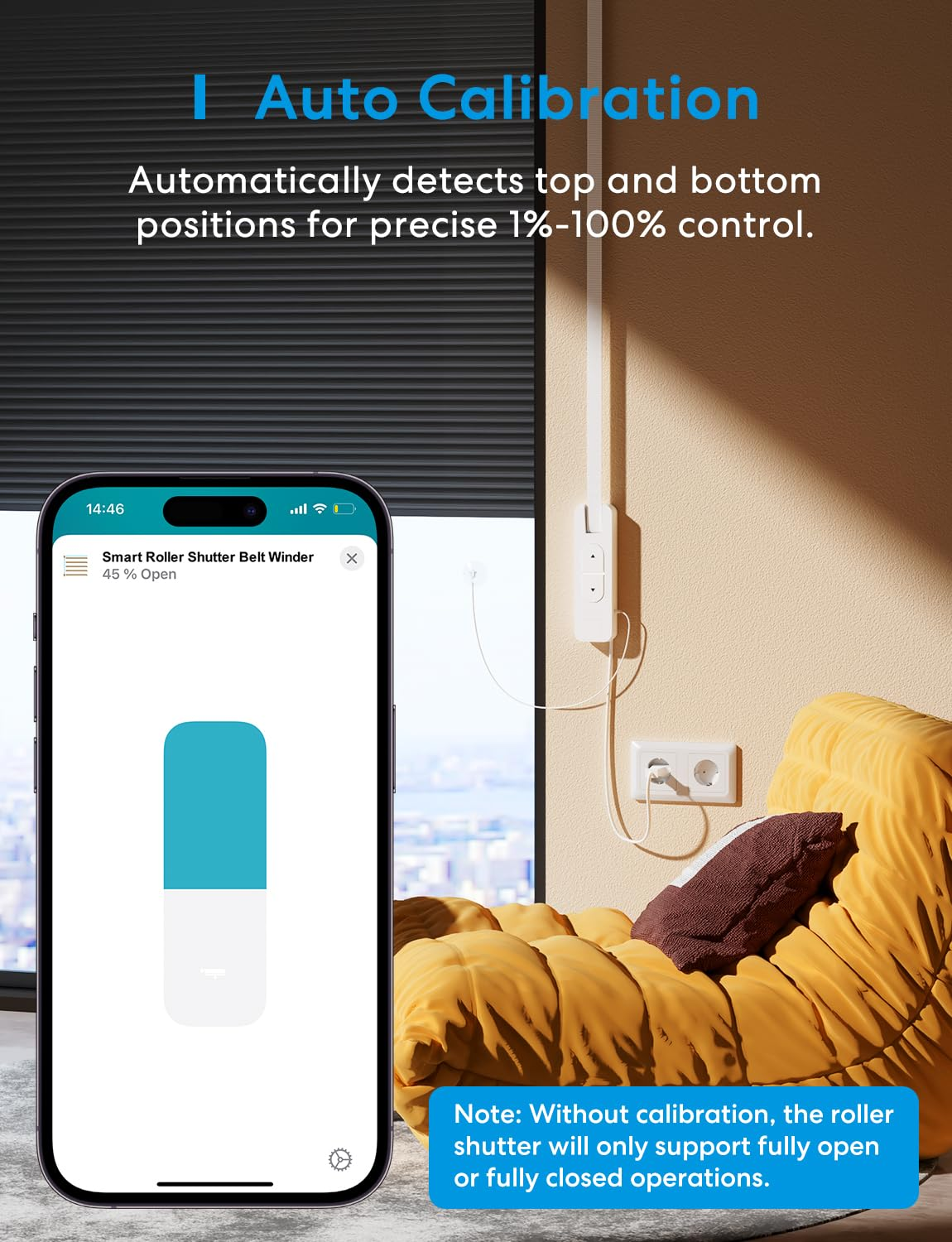 Meross Matter Electric Roller Shutter, Electric Roller Shutter up to 45 Kg (Approx. 6 M&sup2;), for 23 Mm Belt, Compatible with Apple Homekit Siri, Amazon Alexa, Google Assistant and Smartthings image number 3