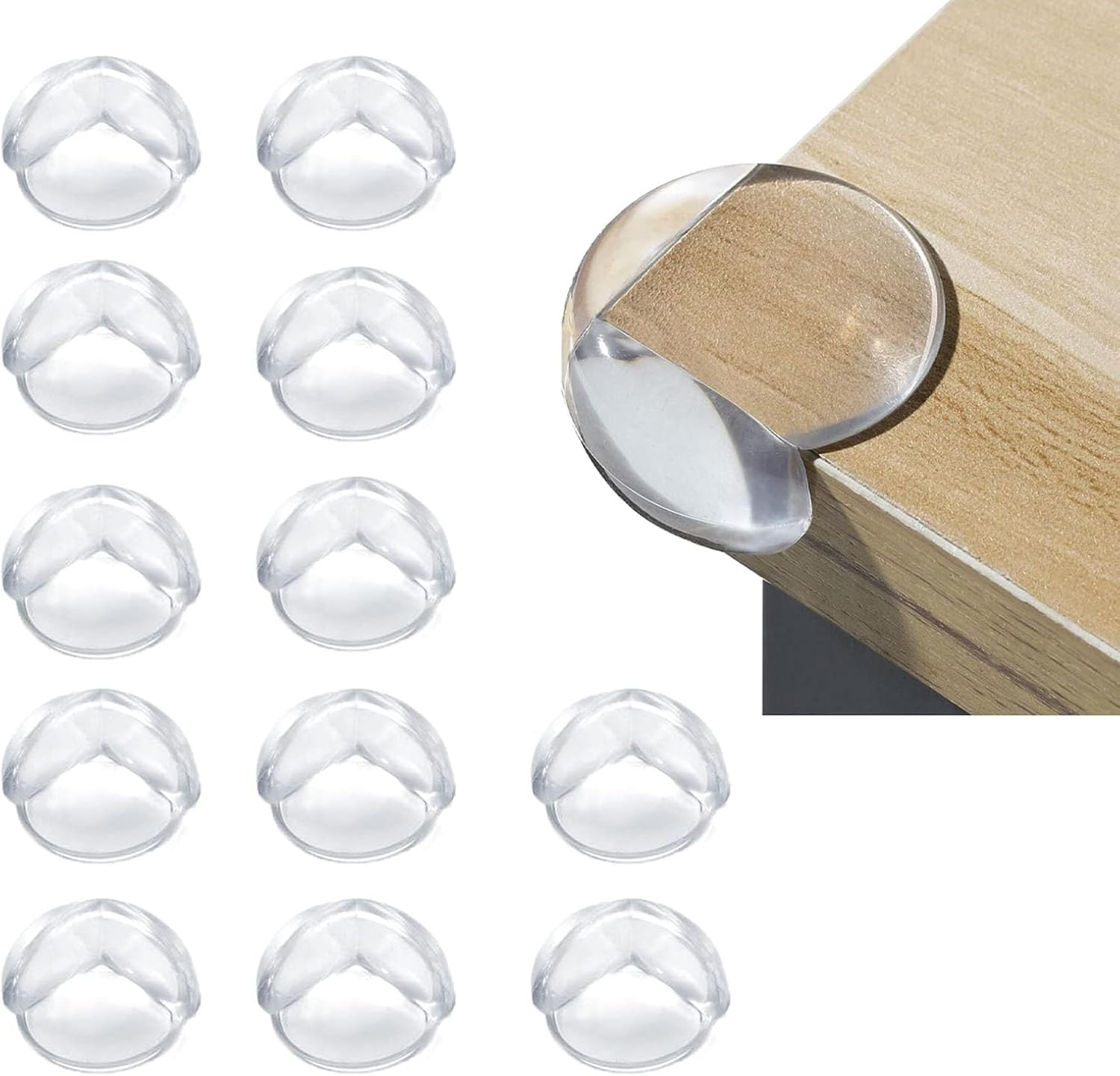 Corner Protector, Baby Proof Furniture Corner Guards, Safety Bumpers & Cushion to Cover Sharp Furniture & Table Edges,Clear and Transparent,Pre-Taped (12 Count Round-Shape(Park of 1)) image number 6