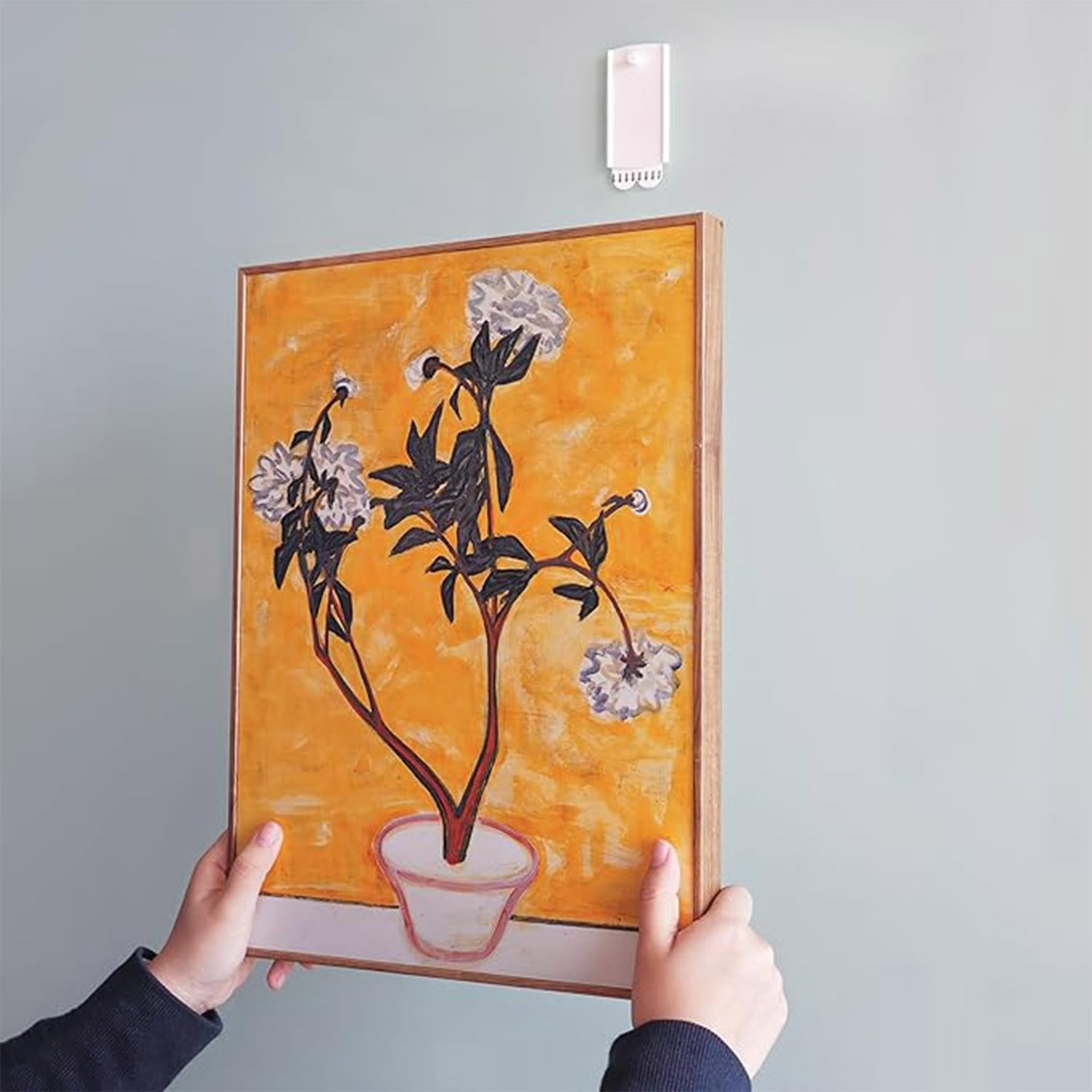 Roczential 6 Picture Large Hangers, 16 Large Removable Adhesive Strips, Universal Frame Hanger, Damage Free Picture Hanging Hooks Heavy Duty, No Nails Picture, for Bathroom Kitchen Home Door Closet image number 5