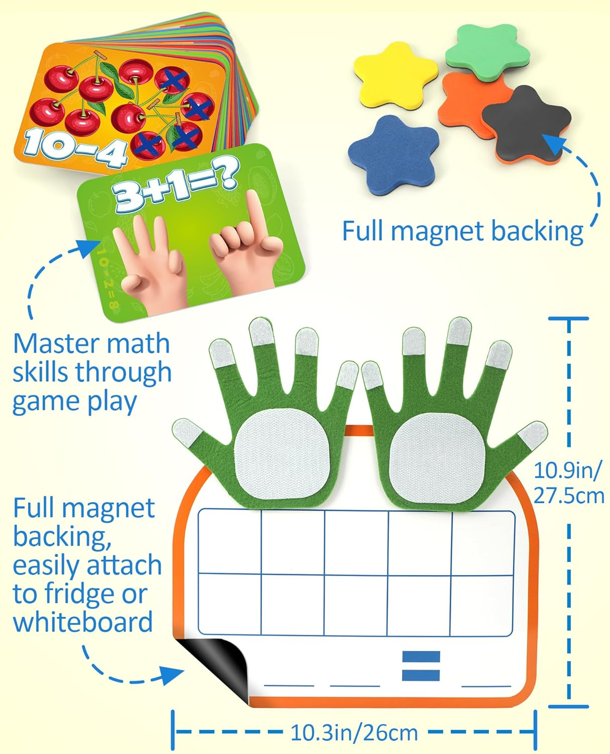 Coogam Montessori Math Manipulatives Number Counting Block, Magnetic Ten Frame Addition Subtraction Practice with Dry Erase Board, Educational Learning Toy 1St 2Nd & 3Rd Grade