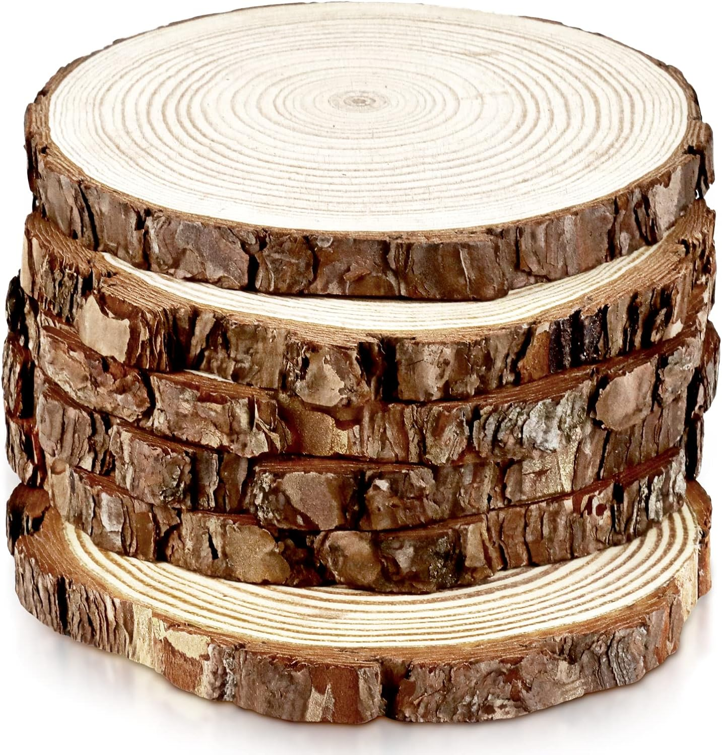 FSWCCK 6 Pack Nature Unfinished round Wood Slices, 7-8 Inches Wooden Circle, Large Wood Slabs for Weddings Centerpieces Decor and DIY Painting Crafts image number 3