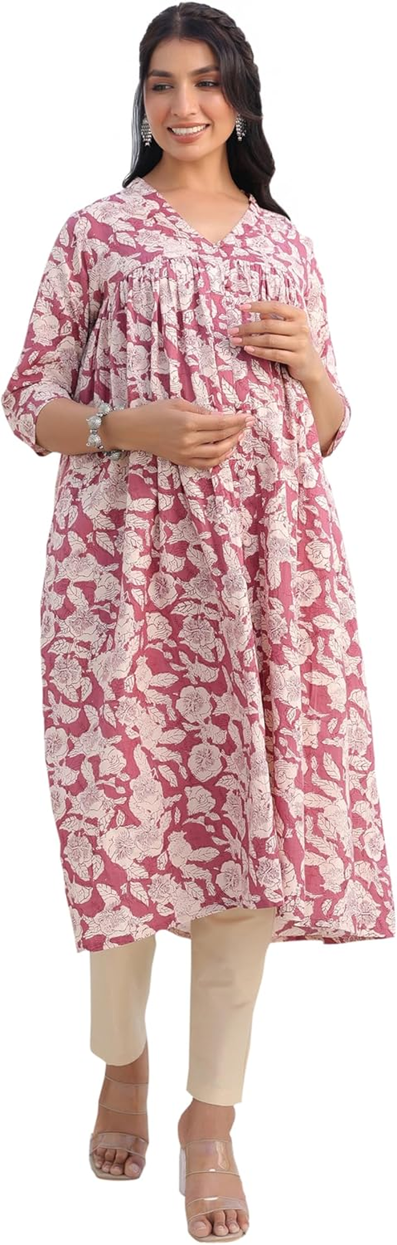 Janasya Maternity Nursing Kurta with Breastfeeding Feature for Pre and Post Pregnant Women image number 5