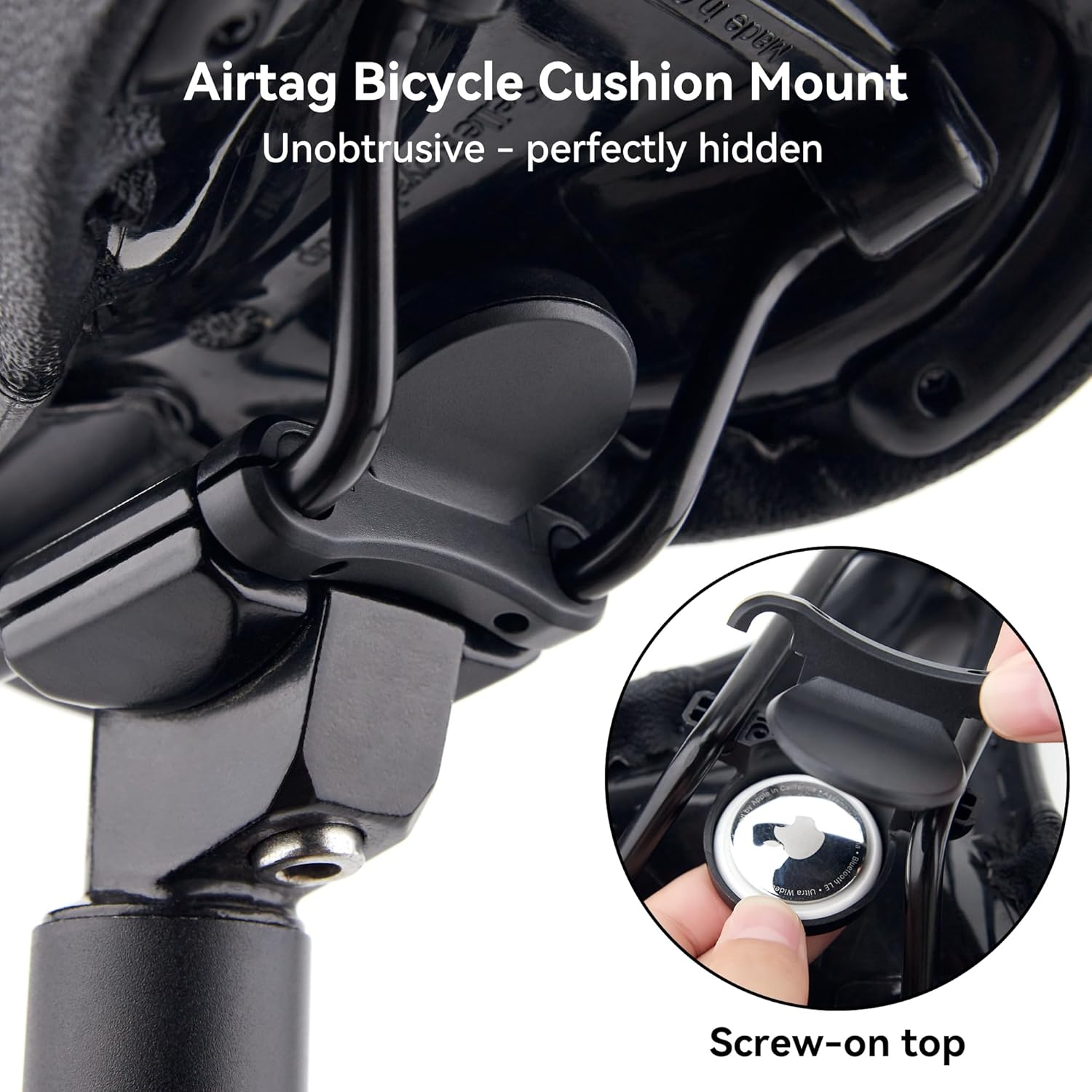 DLENP Bike Mount for Airtag, Airtag Bike Holder Hidden on Saddle for Bike Saddle, Anti-Theft GPS Tracker Bike Accessory with Anti-Theft Compatible with Mountain Bikes, Road Bikes