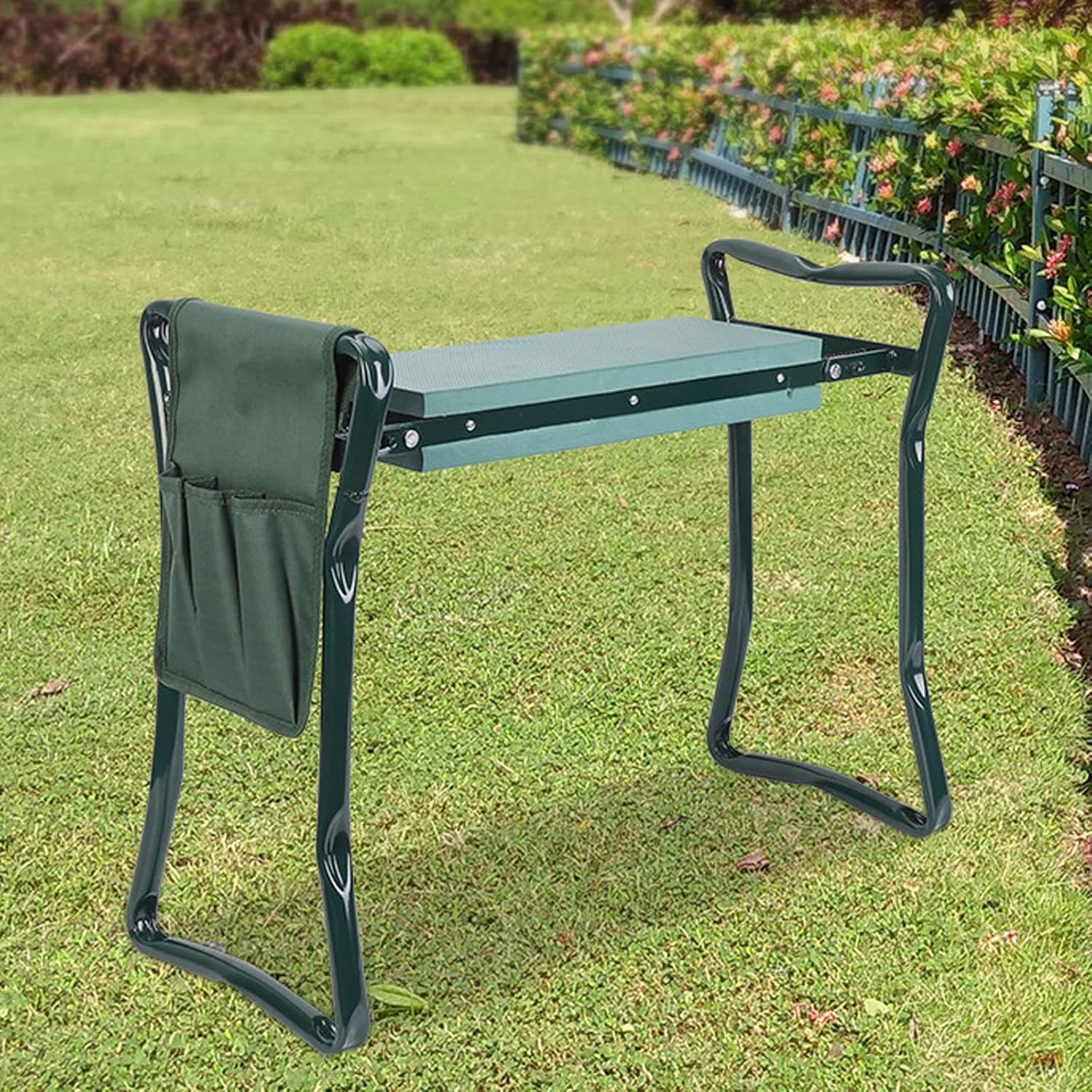 Garden Kneeler Seat with Handles and Tools Bag, Multi-Use Foldable EVA Foam Padded Knee Pad Portable Gardening Stool Lightweight image number 3