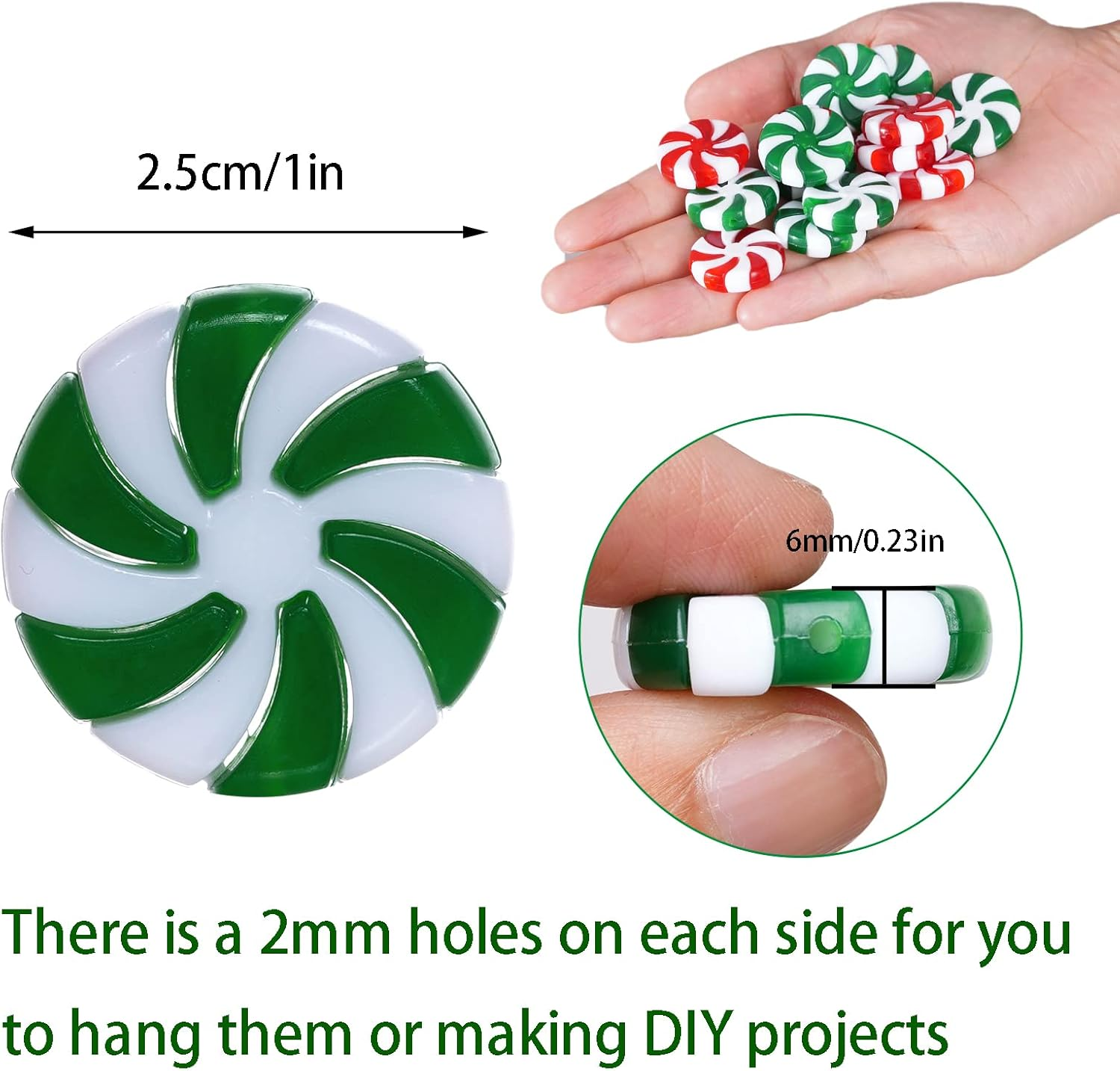 Obmwang 80Pcs Christmas Candy Cane Ornaments Red and White Candy Decorations Christmas Tree Hanging Peppermint Ornaments for Holiday Party Decoration DIY Crafts, 2.5Cm - Red White image number 7