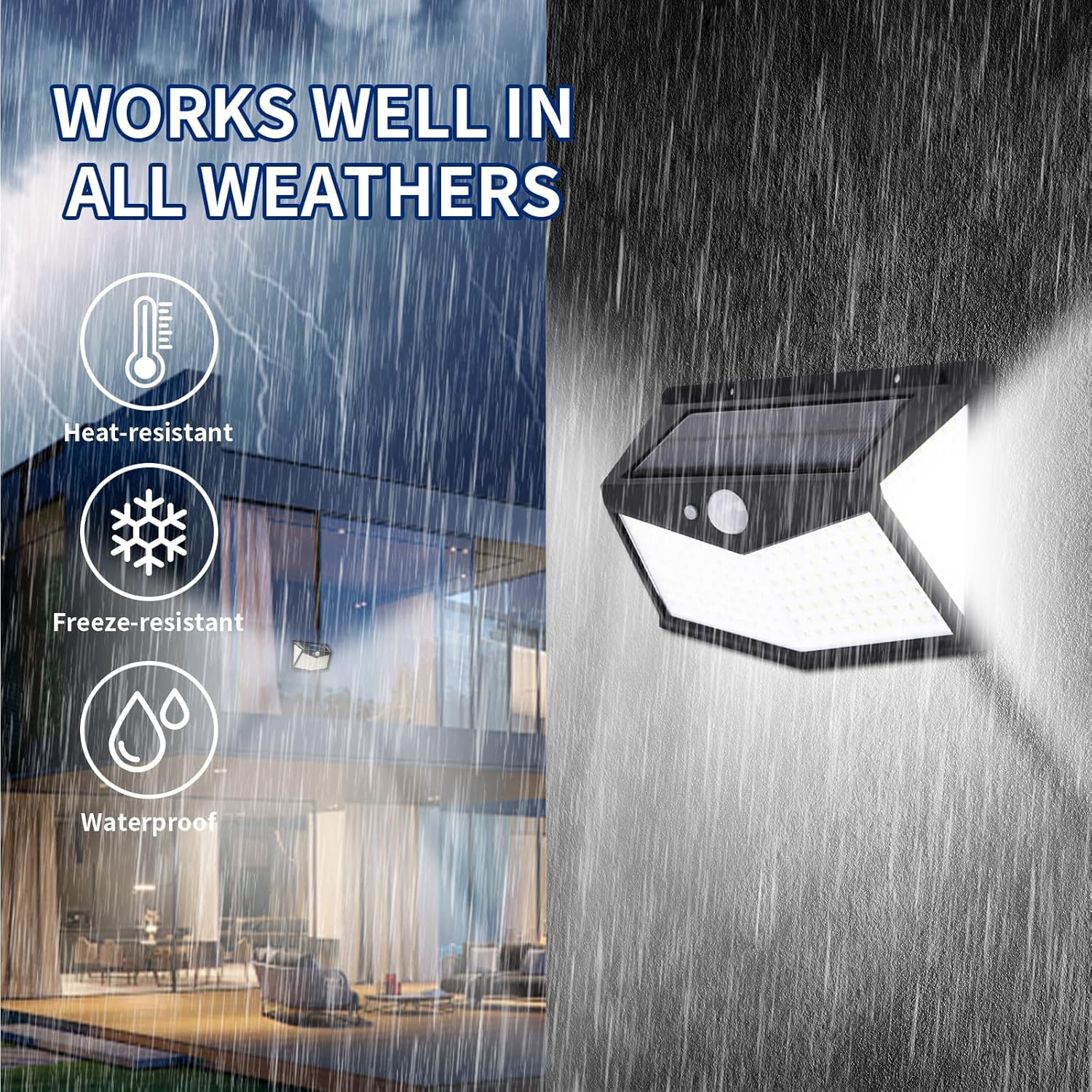 Solar Security Lights Outdoor,212Led Solar Wall Light Outdoor Street Lights with Lights Reflector and 3 Lighting Modes, Motion Sensor Wall Lights for Door,Garage,Garden Patio Yard(2 Pack)(Cool White) image number 2