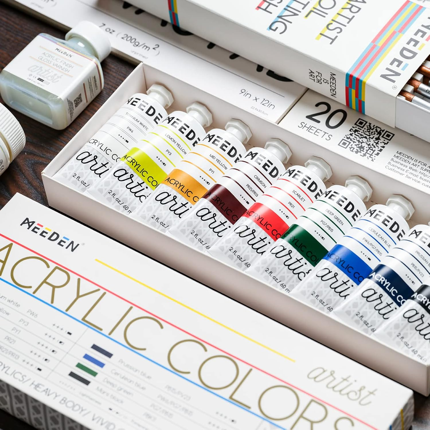 MEEDEN Professional Acrylic Paint Set - Artist Grade Acrylic Paints - Heavy Body Acrylic Paint Tubes - 60Ml X 9 Colors/Tubes image number 3