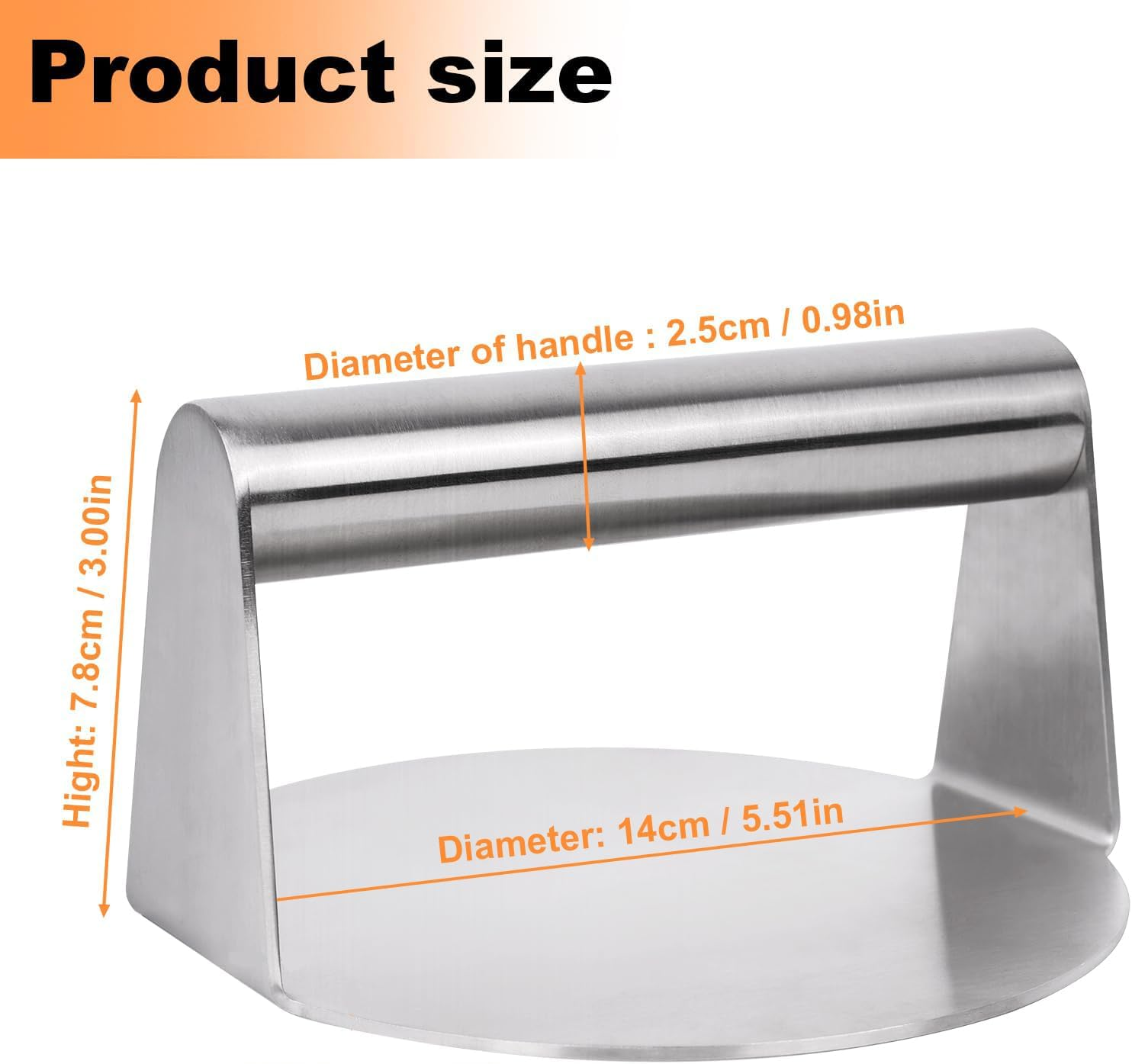 EP Leben Food-Grade Stainless Steel Burger Press, 5.5 Inch round Burger Smasher, Professional Griddle Accessories Kit, Grill Press Perfect for Flat Top Griddle Grill Cooking image number 3