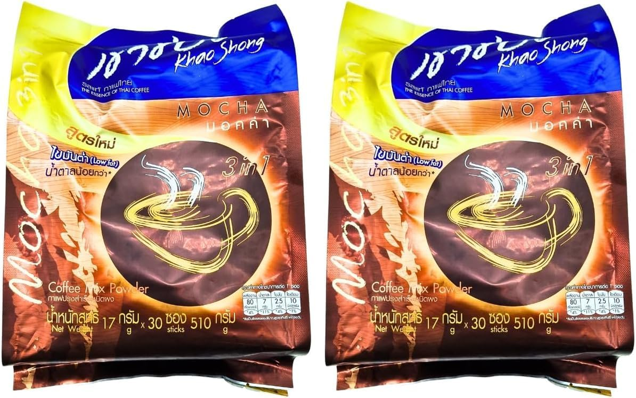 Khao Shong Mocha 3 in 1 Coffee Mix Powder 660G (Pack of 2) image number 1