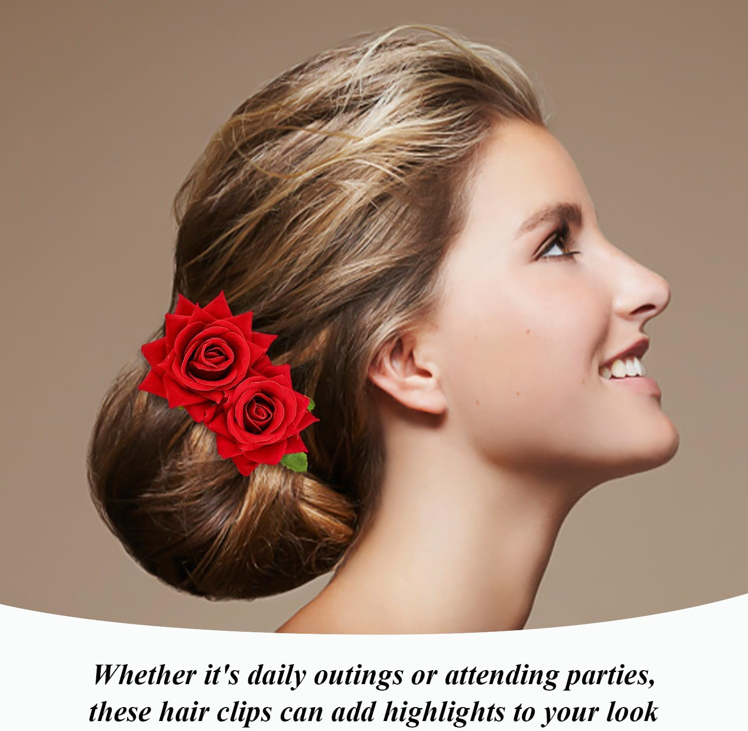 2 Pieces Rose Hair Pin, Headpiece Flower Style, Hairstyle Decorations, Fresh and Sweet Hairpin. image number 2