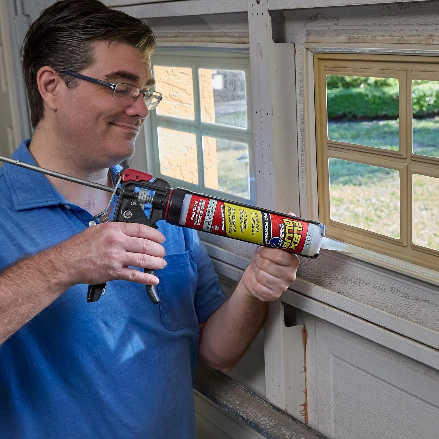 Flex Glue, Super Strong, Rubberized Waterproof Adhesive, Works Underwater, Use on Pools, Showers, Outdoors, Concrete, Brick, Pavers, UV Resistant, 9 Oz Cartridge, Clear image number 4