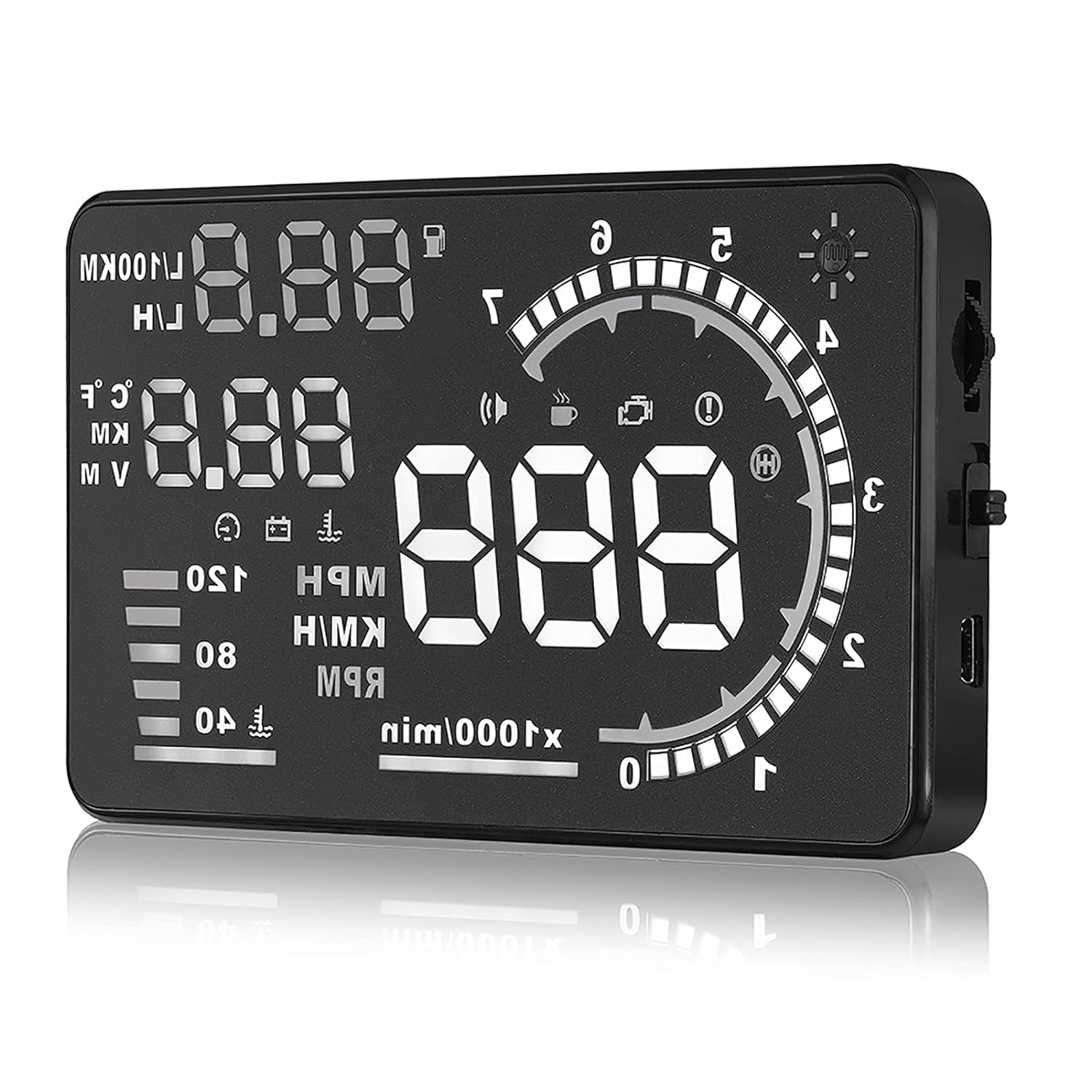 Head up Display, Vehicle Speed Reflective Screen Speedometer, Windshield Projector with Speed, OBD II for Speed Engine Speed image number 4