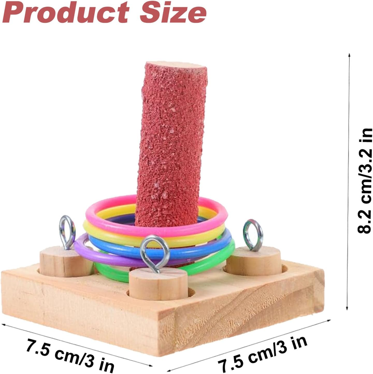 1 Set Parrot Educational Toy, Bird Intelligence Training Toy, Wooden Bird Toys Interactive Puzzle, Parrot Training Toy for Parrots Beak Grinding Chew Toy Pet Education Tabletop Toy (1 Pillars-5 Loops)