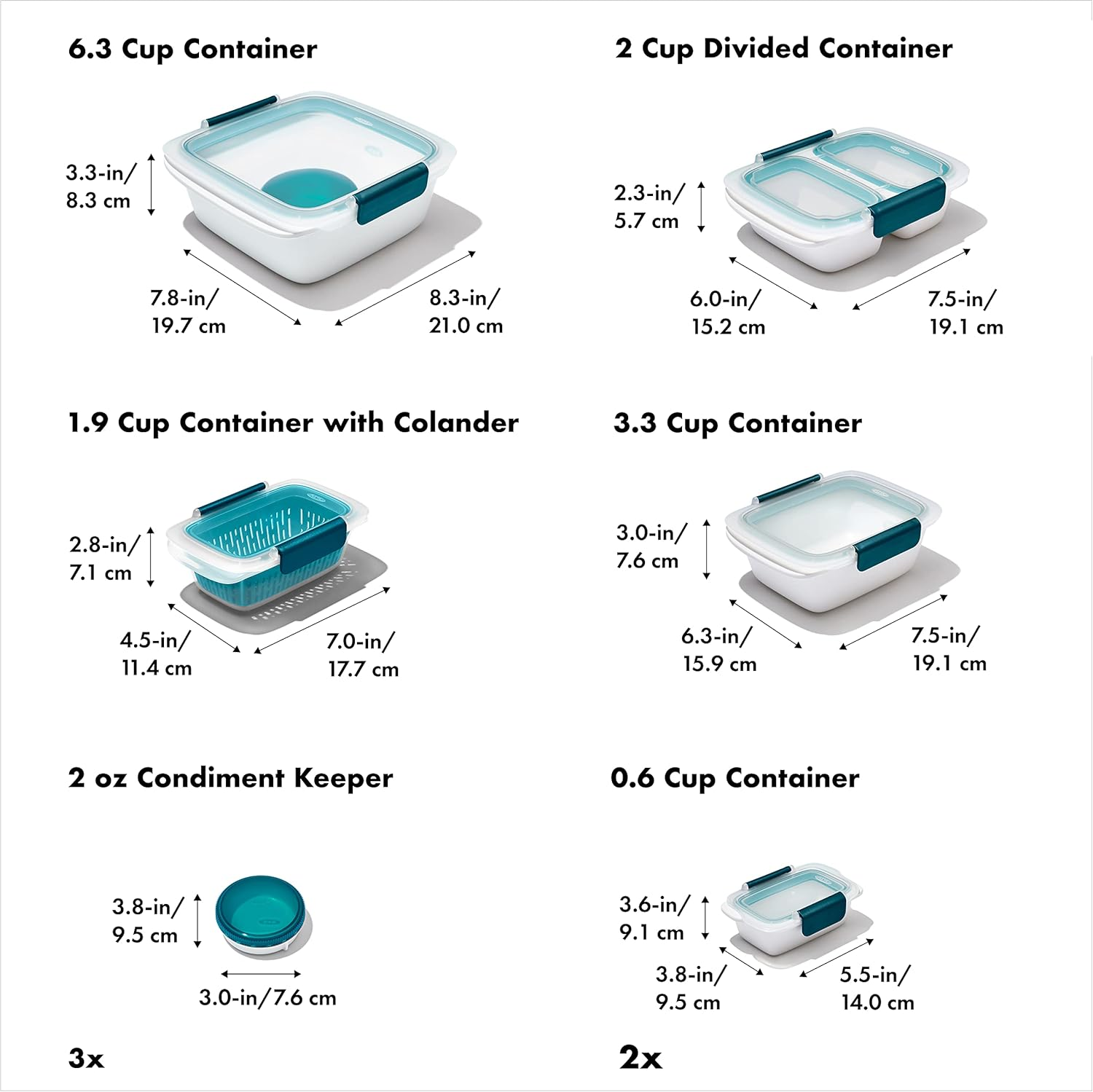 OXO Prep & Go 20-Piece Food Container Set, White image number 2