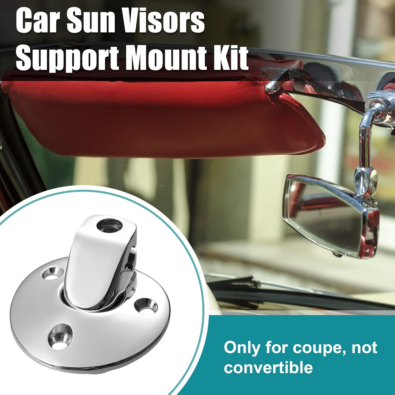 X AUTOHAUX 2 Pair Sunvisor Support Brackets Kit Replace 7790753 for Buick for Chevrolet for Pontiac for Oldsmobile 1964-1973 Chrome W/Screws Bushing Tips for Coupe Sun Visor Metal image number 5