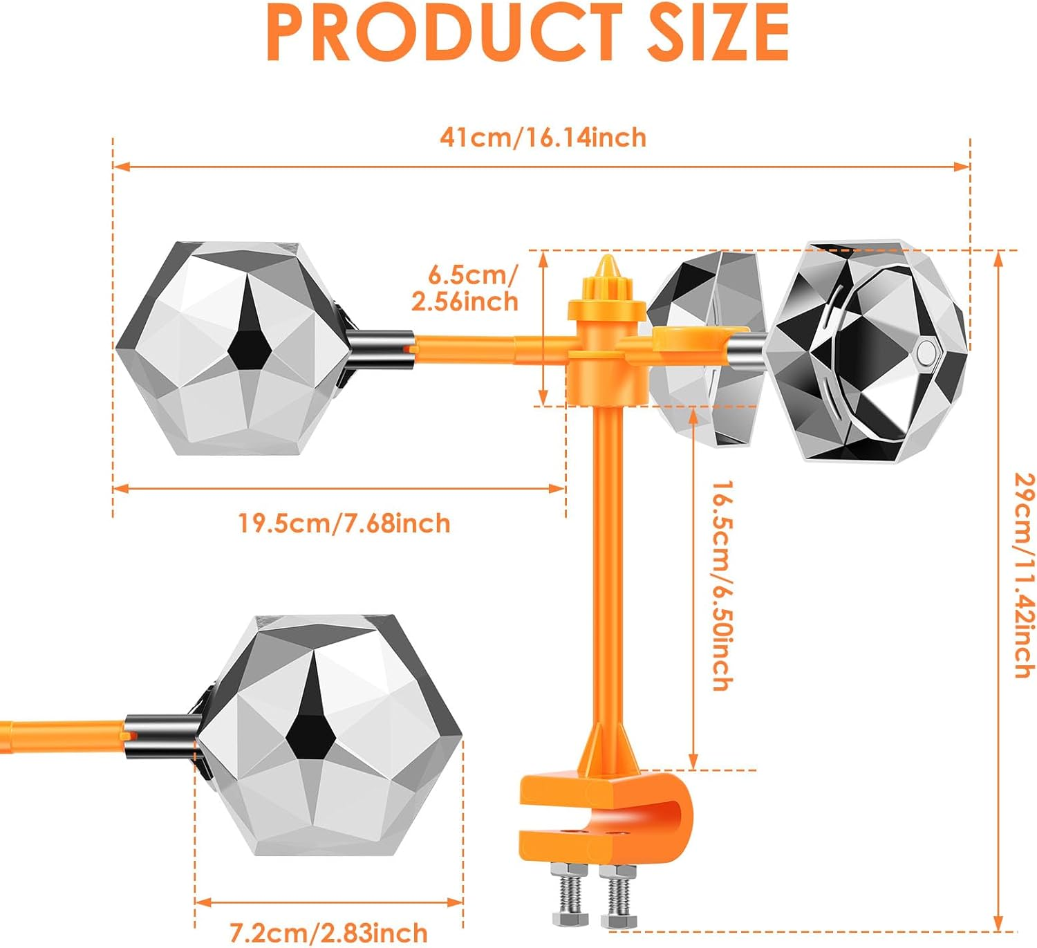 Fwqofvk 360&deg; Reflective Bird Deterrent Wind Powered Bird Reflector Efficient Bird Deterrent Device Bird Spinning Reflectors Decorations to Scare Birds Away for Garden Yard (Base Model) image number 1