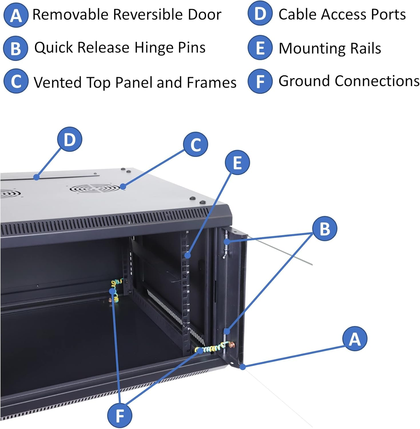 AEONS Professional Wall Mount IT Cabinet Enclosure 19-Inch Server Network Rack with Vented Door (6U-18In Depth, Glass Door) image number 5
