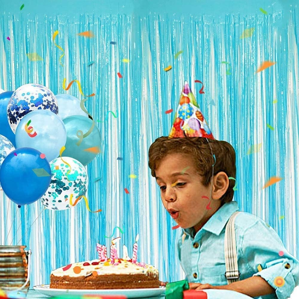 Backdrop Curtain Tinsel Streamers,4Pcs Foil Fringe Streamer Tinsel Curtains,Party Streamers Backdrop Curtains,Photo Booth Backdrop Foil Streamer for Party, Blue image number 5