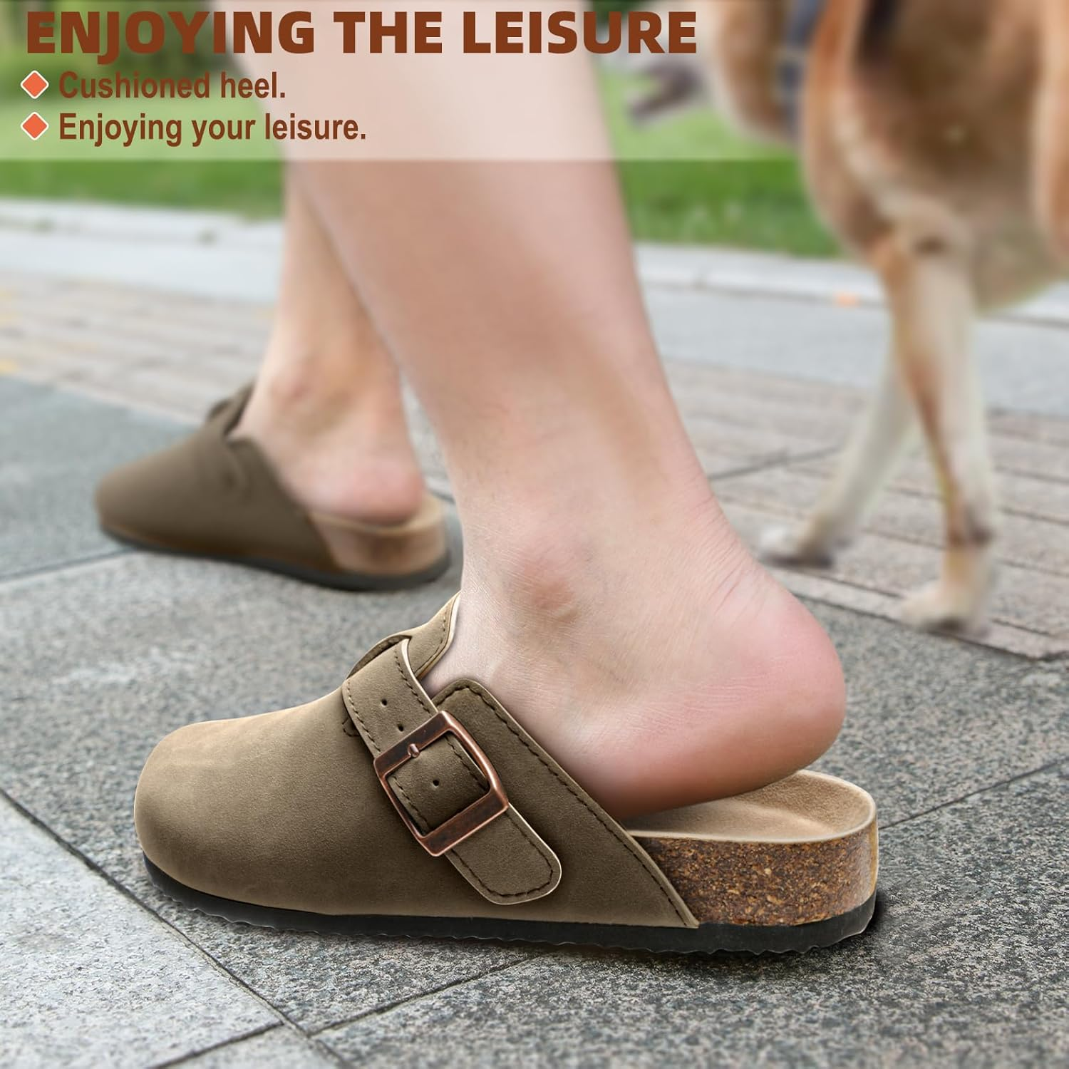 KEMISANT Men Clogs-Comfortable Suede Mules Slippers Sandals Nurse Potato Shoes Unisex-Cushioned Cork-Footbed image number 5