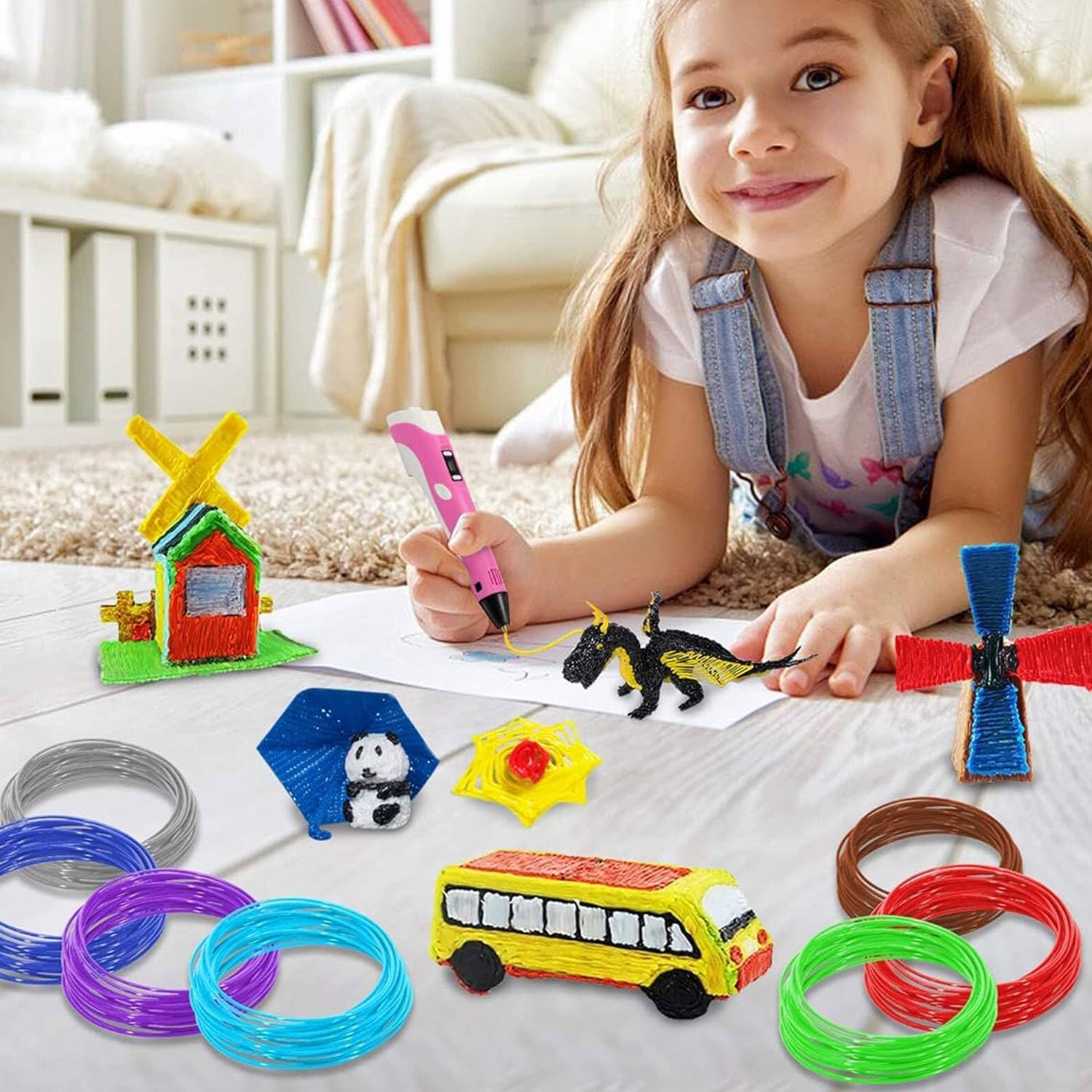 20 Colors 1.75Mm 3D Pen PLA Filament Refill, Total 200M Each Color 10M, 20 Bundles & 3D Pen Template Book Ideal for Home Art, Crafts, Doodler to Create - Is Great Kids Gifts for Birthday and Christmas image number 2