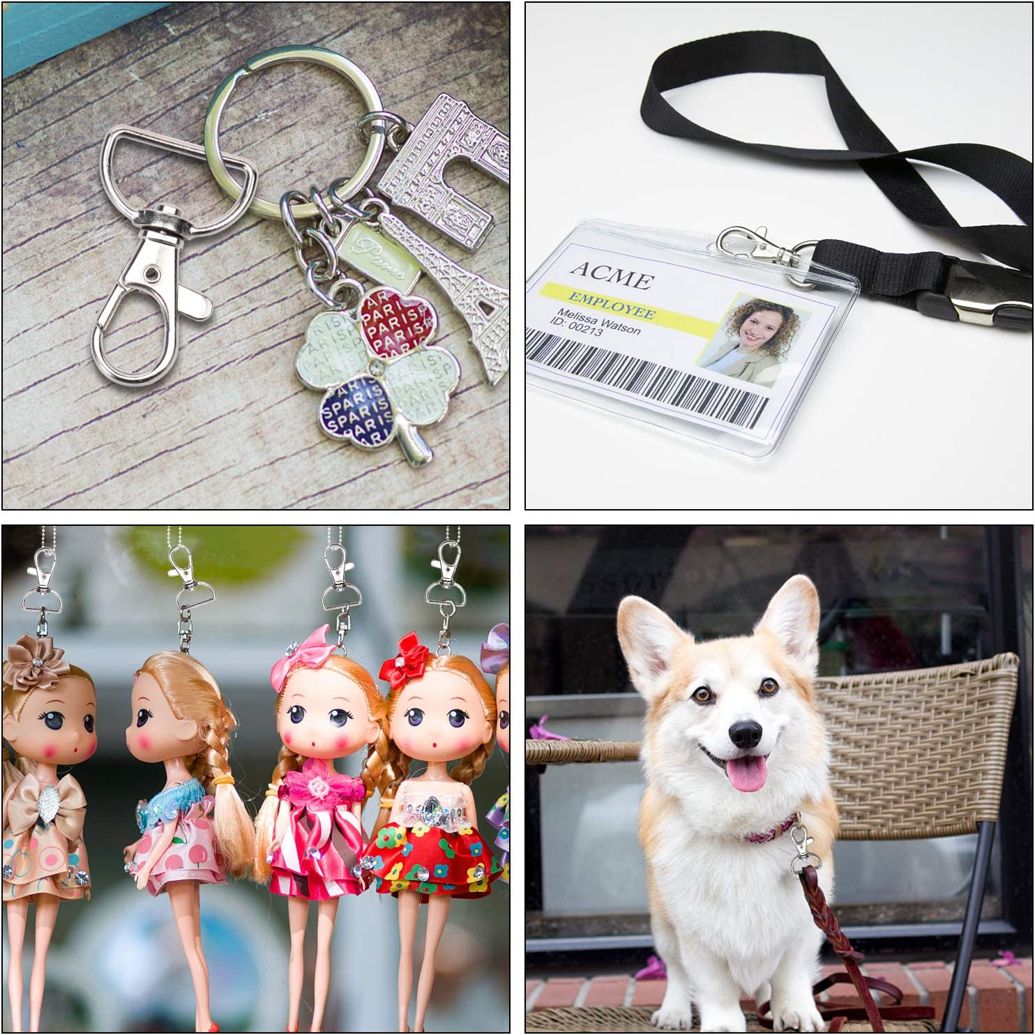 50PCS Swivel Clasps Lanyard Snap Hooks, Premium Key Chain Clip Hook Lobster Claw Clasp for Keychain Sewing Projects (3/4&rdquo;Inside Width) (Silver) - Silver image number 6