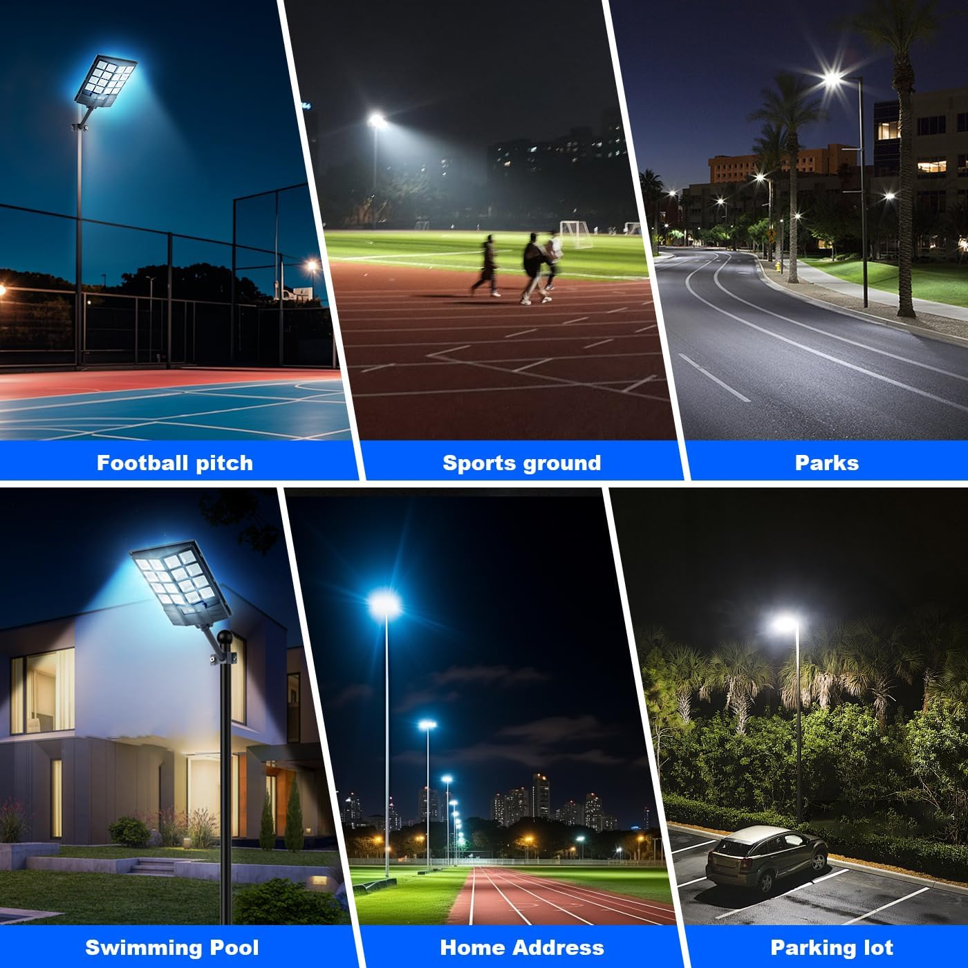 Solar Street Lights Outdoor, 1200W Large LED Solar Parking Waterproof Light with Motion Sensor Remote Control, 8500K Dusk to Dawn LED outside Security Flood Commercial Lighting for Yard image number 6