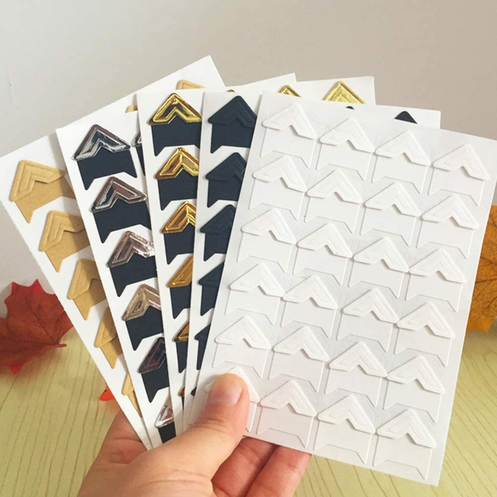 15 Sheets Photo Mounting Corners, Finegood Self Adhesive Paper Picture Sticker for DIY Scrapbook Album Diary Personal Organizer Notebook - 14 Colors image number 3