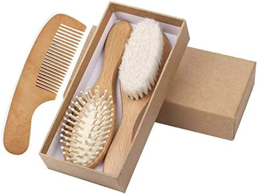 Wooden Hair Brushes and Comb Set for Baby image number 4