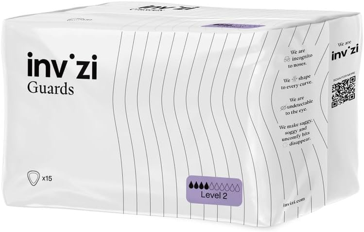 Invizi Male Guards Level 2 &ndash; Ultra-Slim Disposable Guards for Men with Light Bladder Leaks, Cupped Fit with Odour Control & All-Day Comfort - 15 Pack