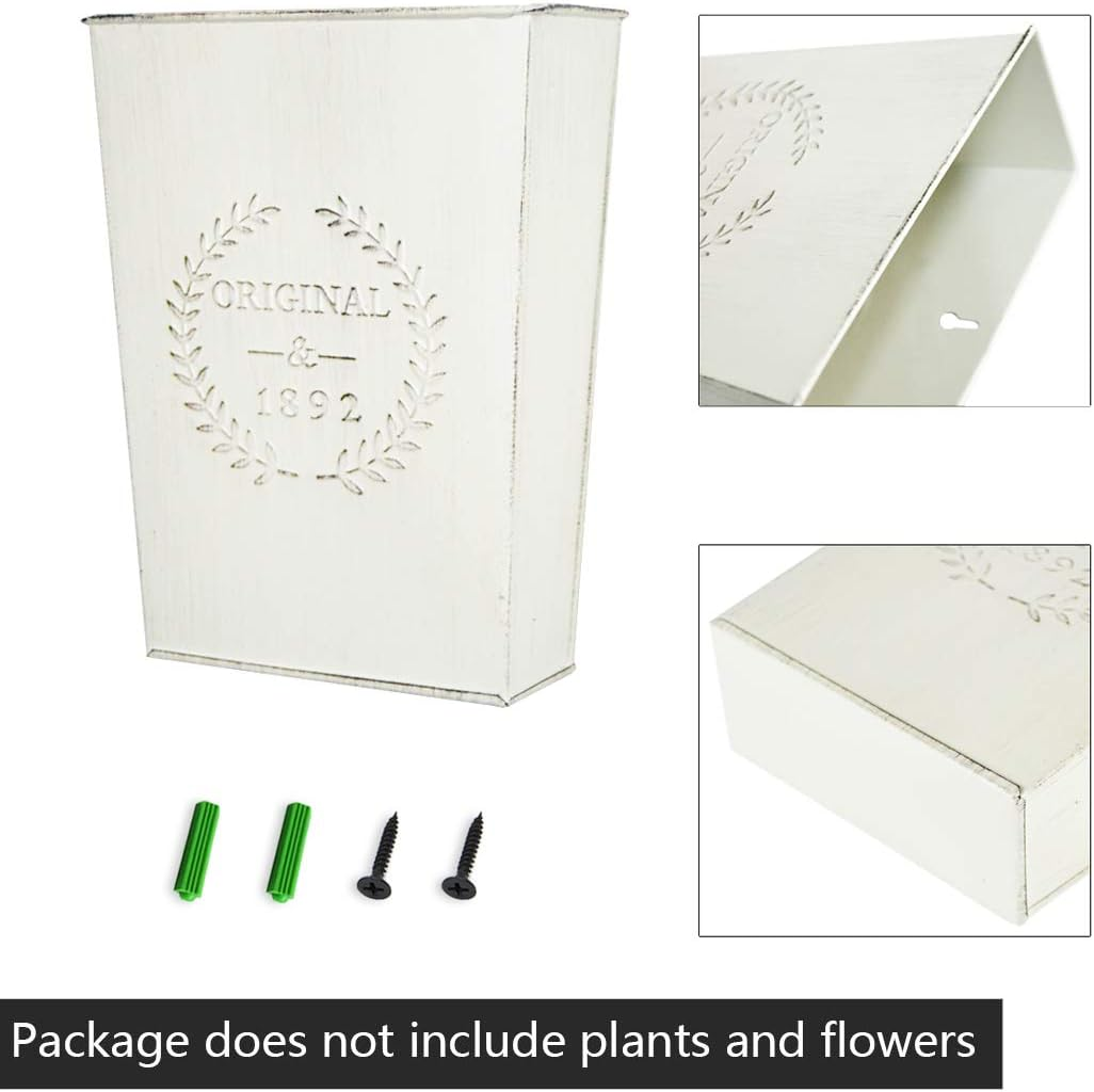 LESEN Set of 2 Farmhouse Metal Wall Planter,Rustic Wall Decor Country Hanging Wall Vase Box for Plants Flower Home Decoration image number 1