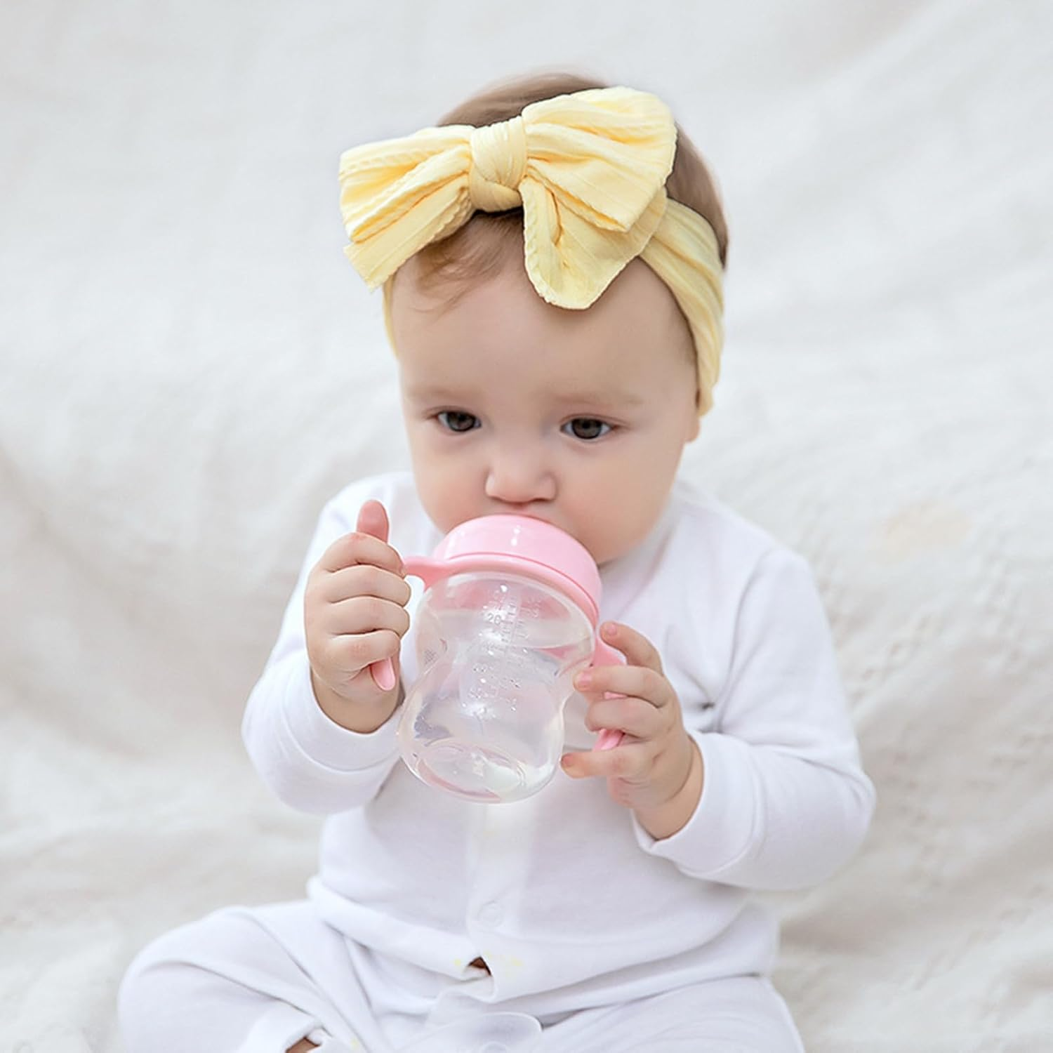 5Pcs Baby Girls Headbands, Elastic Turban Hair Bows Hair Band, Hair Accessories for Infants Newborn, Toddlers and Kids.