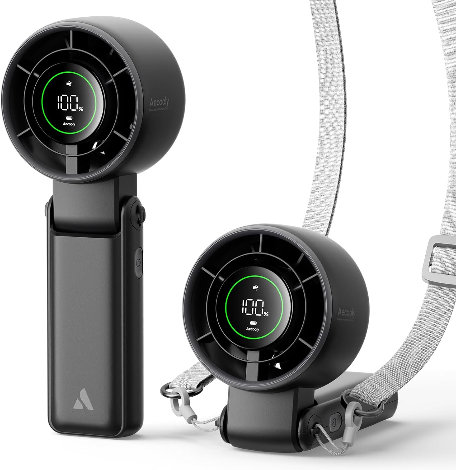 Aecooly 3 in 1 Portable Fan, Turbo Handheld Fan, USB Rechargeable Mini Personal [22H Max Cooling Time], Battery Powered Small Foldable Pocket for Travel Essentials, Gifts for Women, Girls - Black image number 5