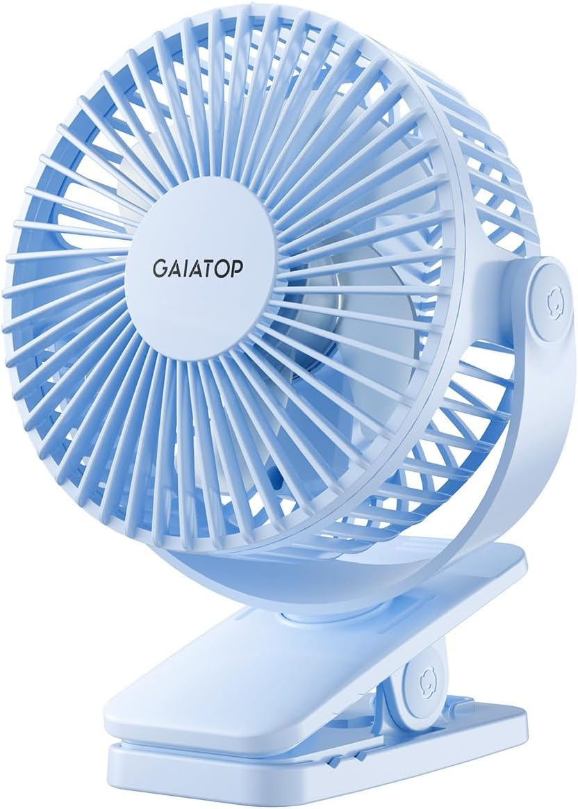Gaiatop Portable Clip on Fan Battery Operated, Small Powerful 3 Speed Quiet 360&deg; Rotate, USB Rechargeable Mini Personal Cooling Fan for Desk Table Home Office Stroller Camping Women Gifts Green