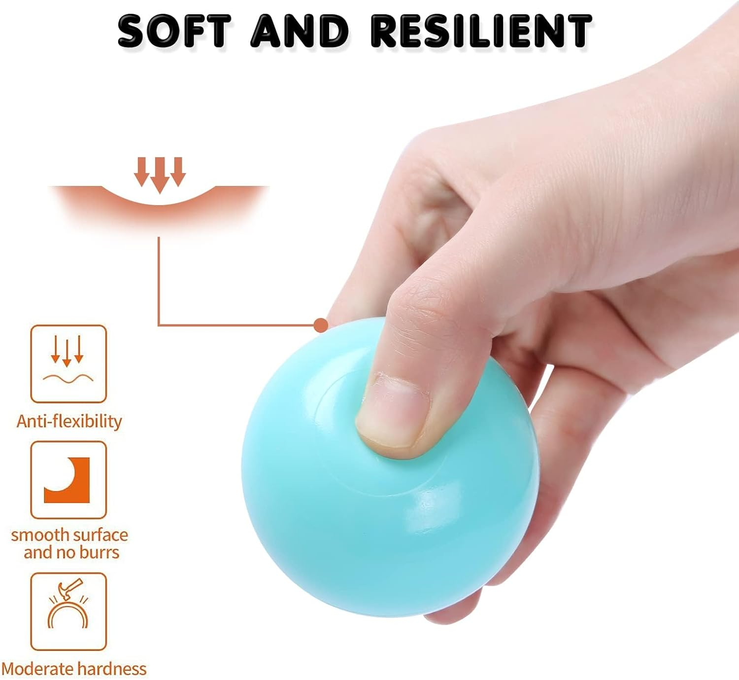 Playmaty Colorful Pit Balls 100 Pcs Phthalate Free BPA Free Plastic Ocean Balls Crush Proof Stress Balls for Kids Playhouse Ball Pool Pit Accessories 2.1 Inches