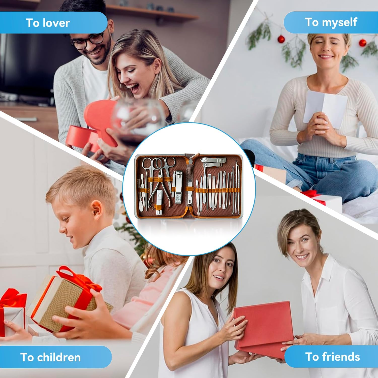 Manicure Set Professional &ndash; 26 in 1 Nail Clippers Kit Stainless Steel, Nail Cutter Tool for Finger and Toe Nail with Luxurious Travel Leather Case, Gifts for Men Dad Him Husband Parent image number 5