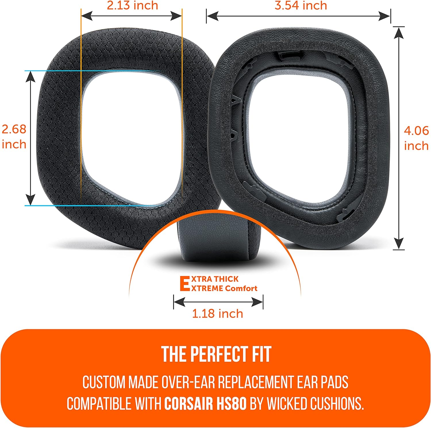 WC Freeze HS80 - Cooling Gel Earpads for Corsair HS80 RGB Wireless, Wired, & HS80 Max by Wicked Cushions - Elevate Comfort, Thickness & Sound Isolation for Epic Gaming Sessions | Black - Black Camo image number 6