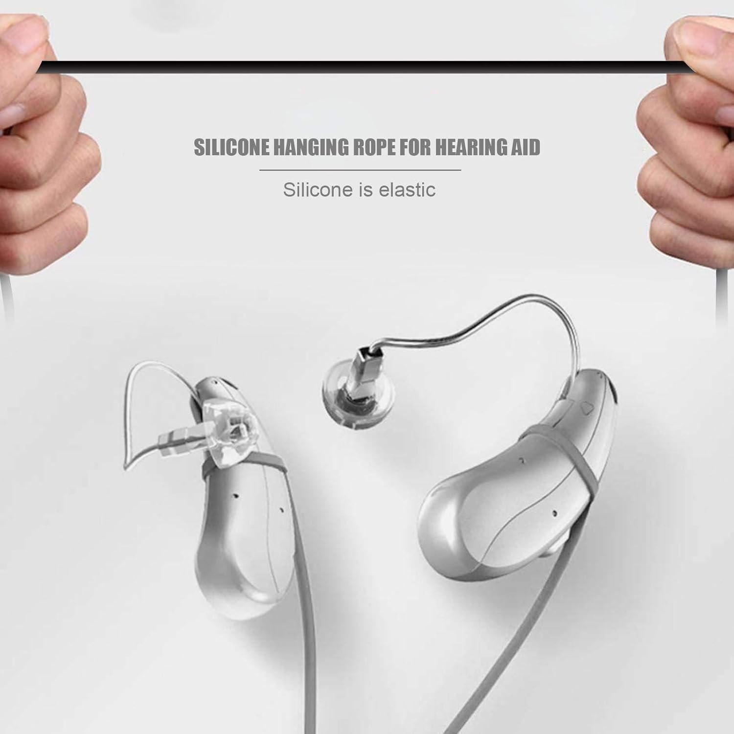 Emsea Hearing Aid Clip Holder Anti-Lost Lanyard Safety Retainer Retention Cord Protector Silicone Black for Adults Seniors Kids image number 5