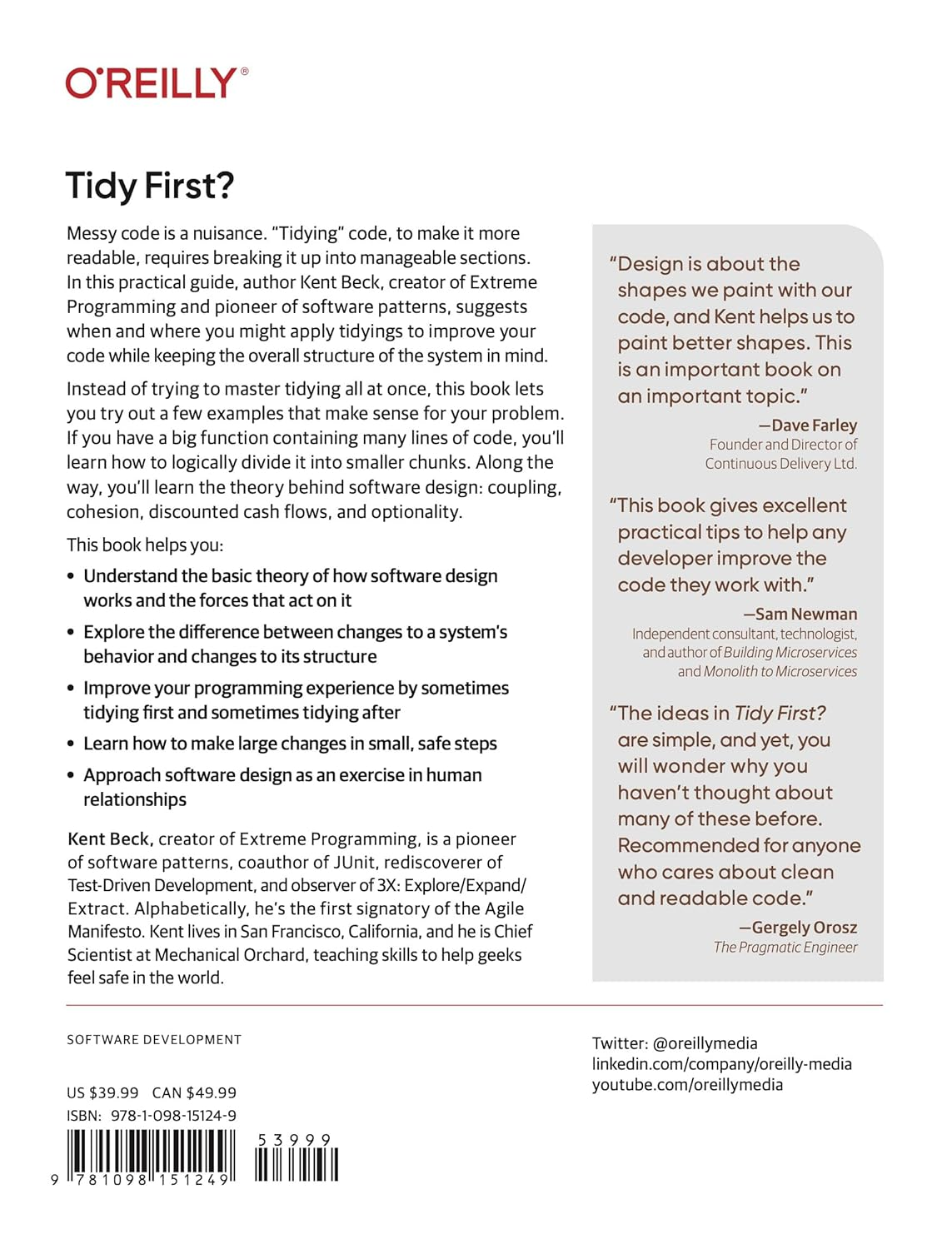 Tidy First?: a Personal Exercise in Empirical Software Design