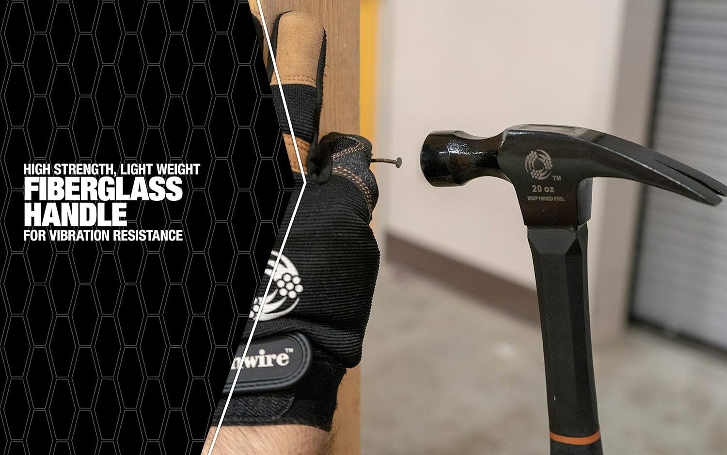 Southwire Bmeh-20 20 OZ. Heavy Duty Electrician'S Hammer; 20 Oz. Head with Smooth Face; Heavy Duty Drop Forged Steel Tether Hole for Safety; Lightweight Fiberglass Handle; 1.75 Lbs 65116840 image number 3