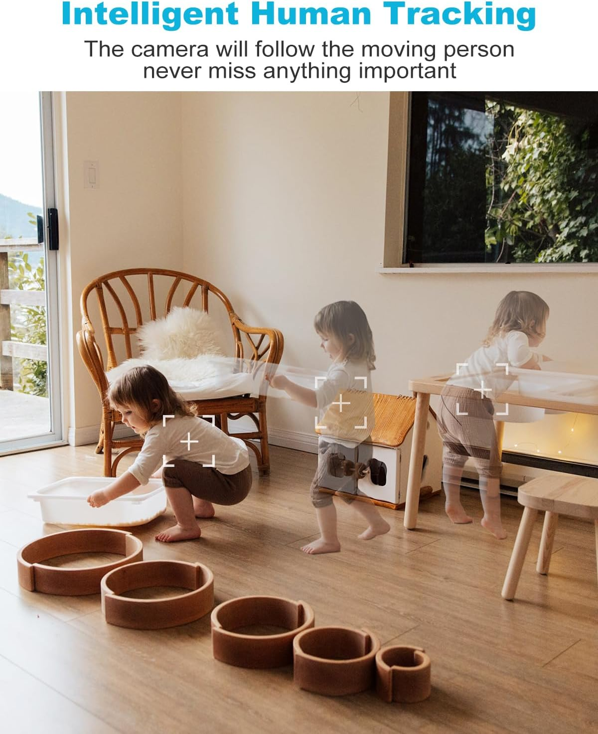 GENBOLT Wifi Security Camera Indoor, 360&deg;Dual Lens Home Surveillance IP Camera CCTV with Humanoid Detection, Auto Cruise Nanny Pet Dog Cam, 2.4&5Ghz Dual Wifi Baby Monitor with Audio Alarm